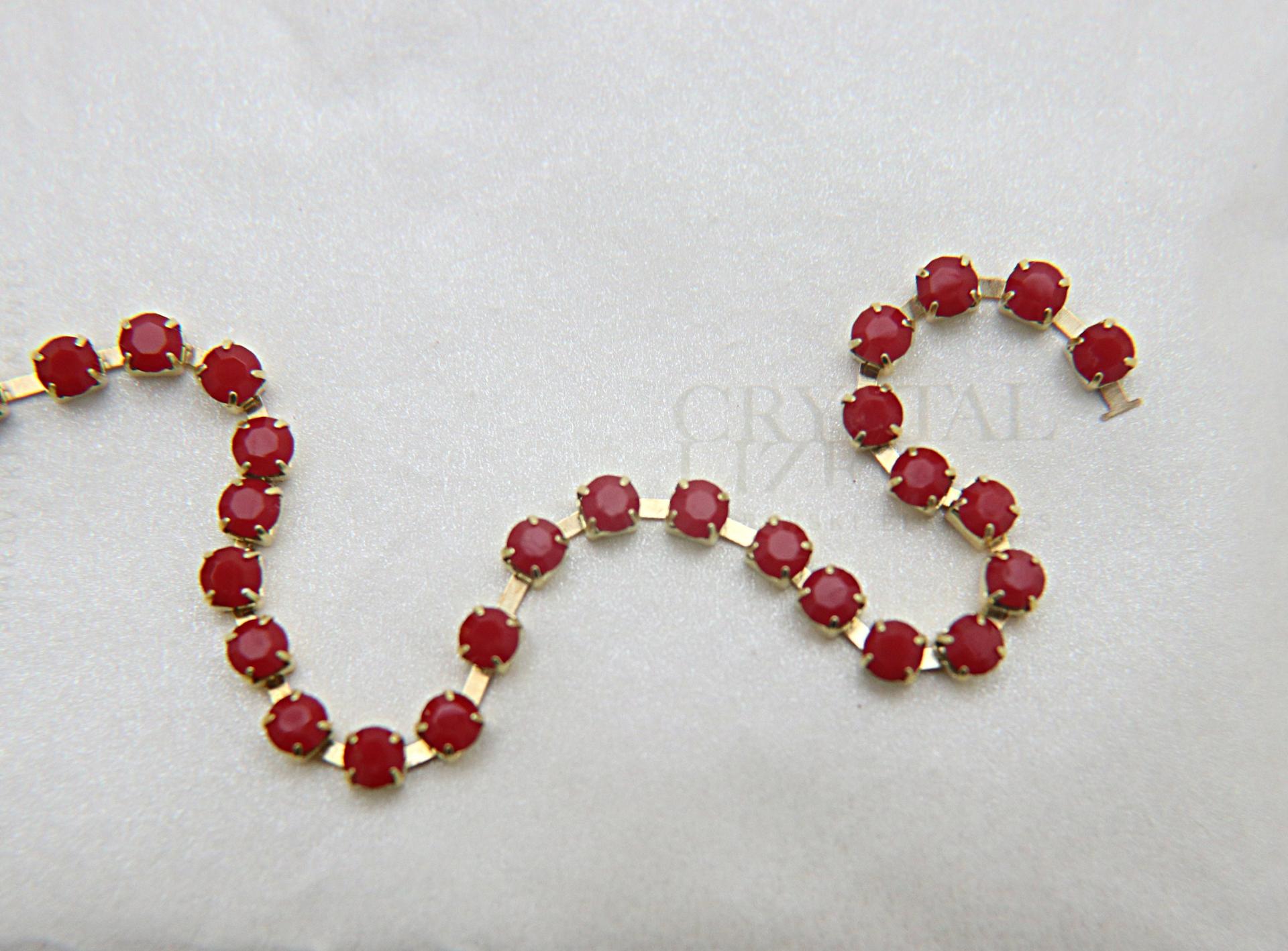 16 SS Rhinestone Chain Swarovski in Dark Red Coral 4mm 0.5/1/2/5/15 Meters vintage findings, strass chains