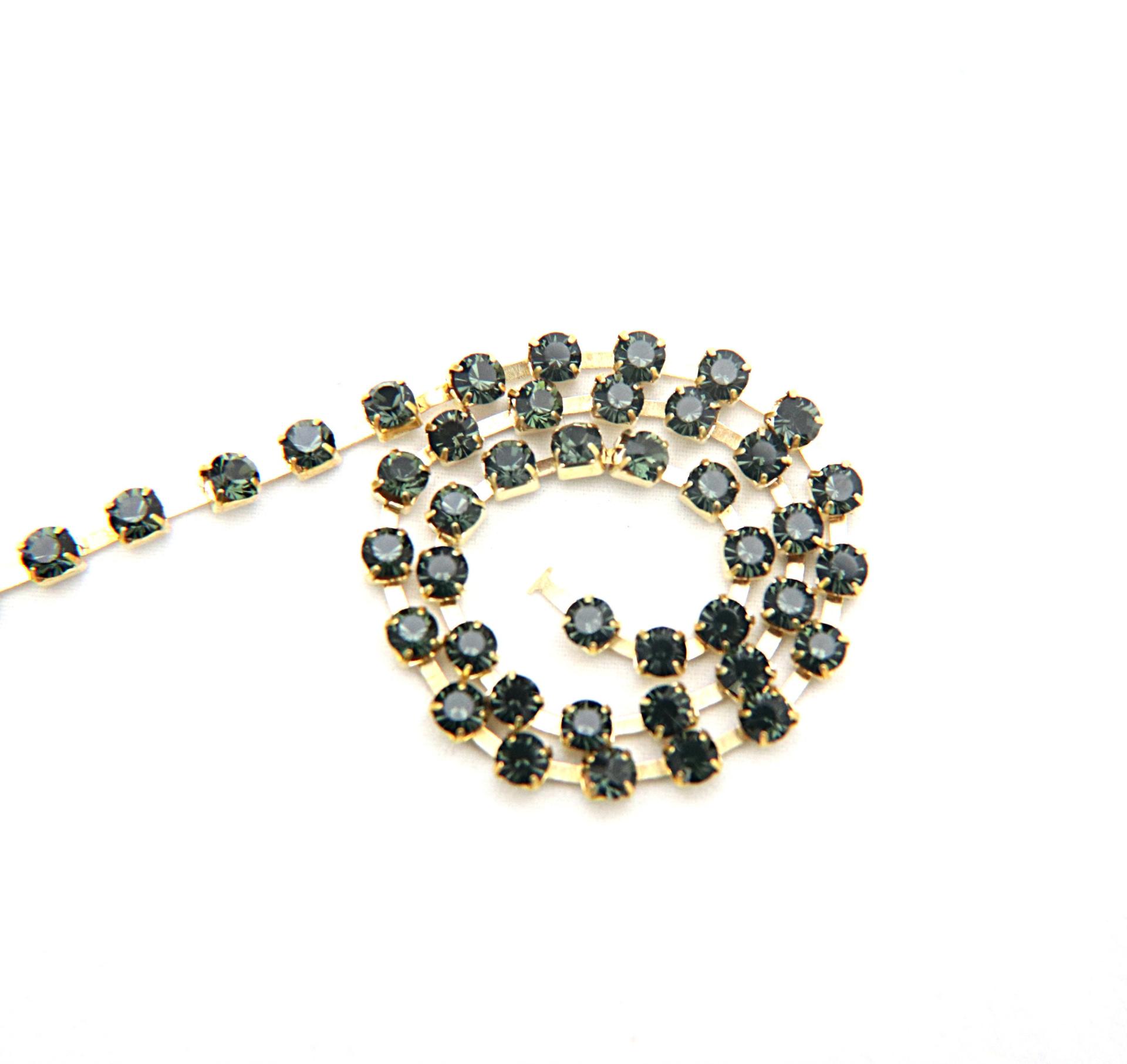 16 SS Rhinestone Chain Swarovski in MORION 4mm 0.5/1/2/5/15 Meters vintage findings, strass chains, embroidery materials, vintage findings