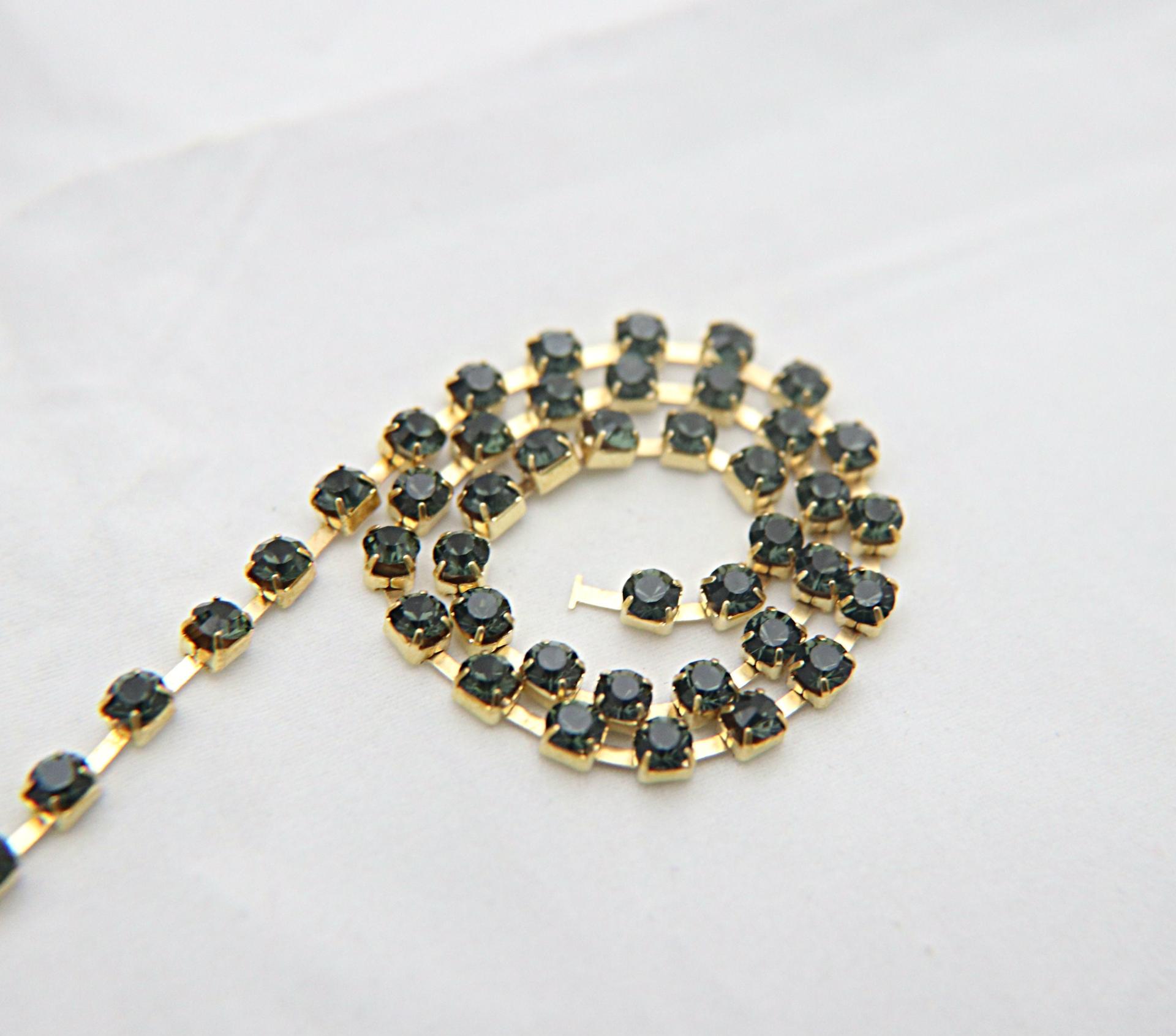 16 SS Rhinestone Chain Swarovski in MORION 4mm 0.5/1/2/5/15 Meters vintage findings, strass chains, embroidery materials, vintage findings