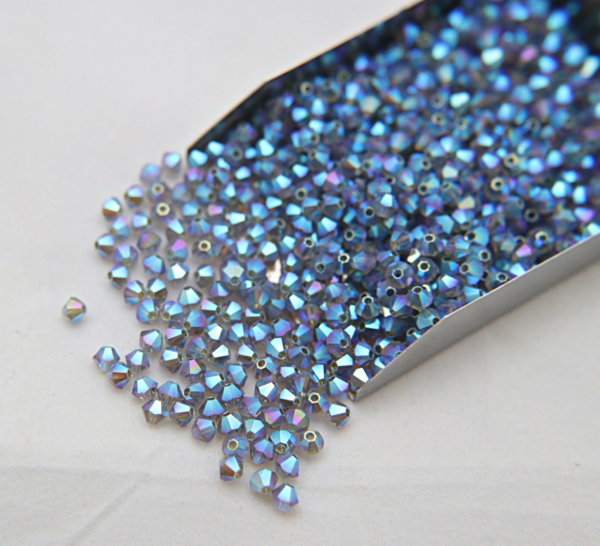 4mm Swarovski Black Diamond AB 2X FC Bicones Rainbow Beads 36/72/144/432/7200 Pieces PREMIUM rainbow beads, jewelry making, embellishments