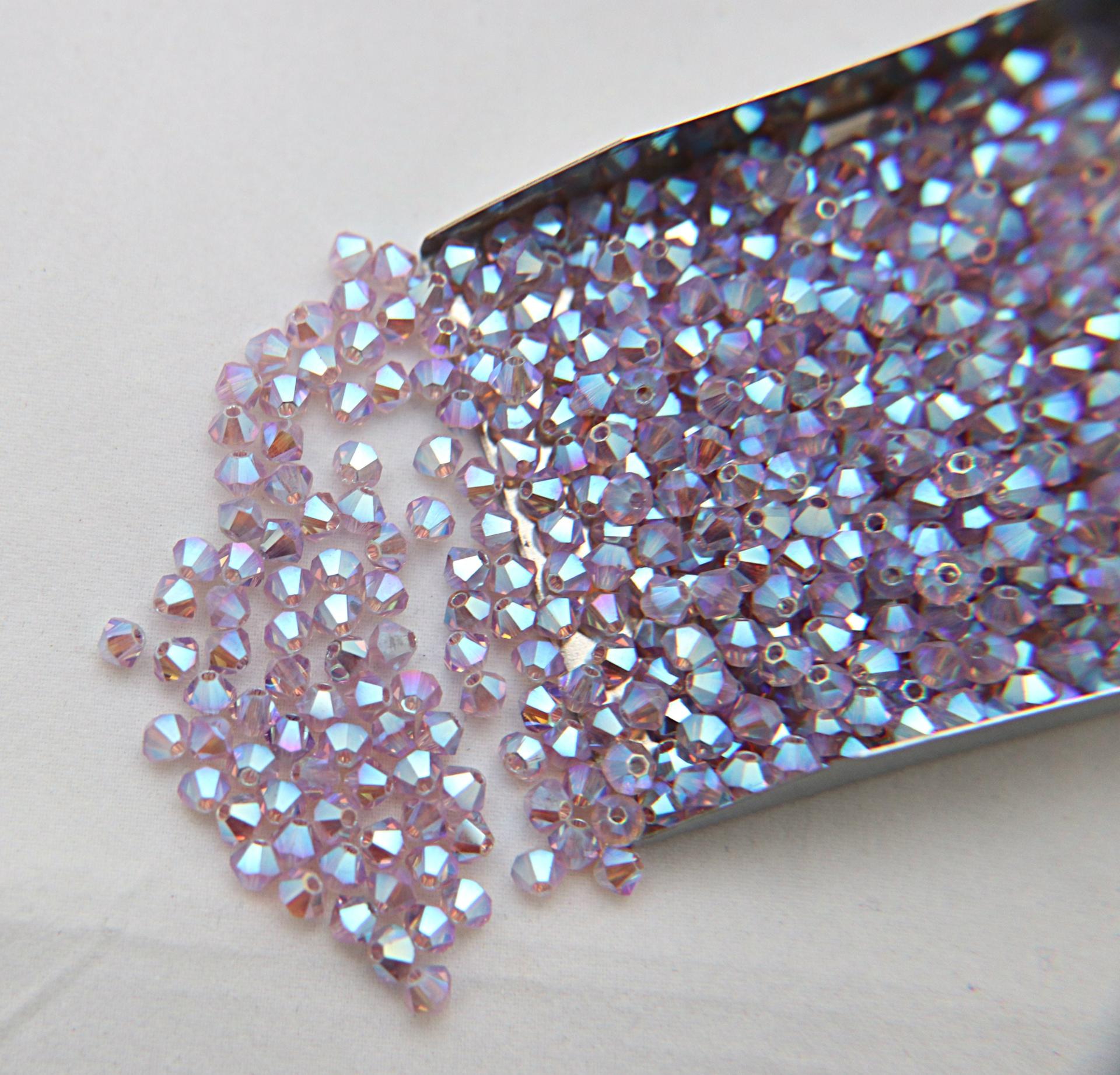4mm Swarovski Light Amethyst AB 2X FC Bicones rainbow beads 36/72/144/432/720 Pieces rainbow beads, jewelry making, couture embellishments