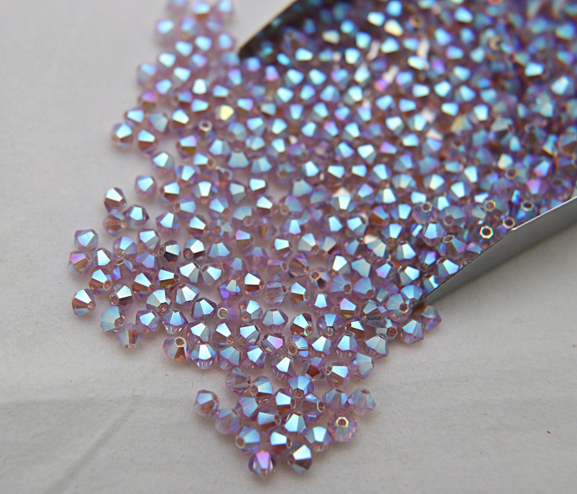 4mm Swarovski Light Amethyst AB 2X FC Bicones rainbow beads 36/72/144/432/720 Pieces rainbow beads, jewelry making, couture embellishments