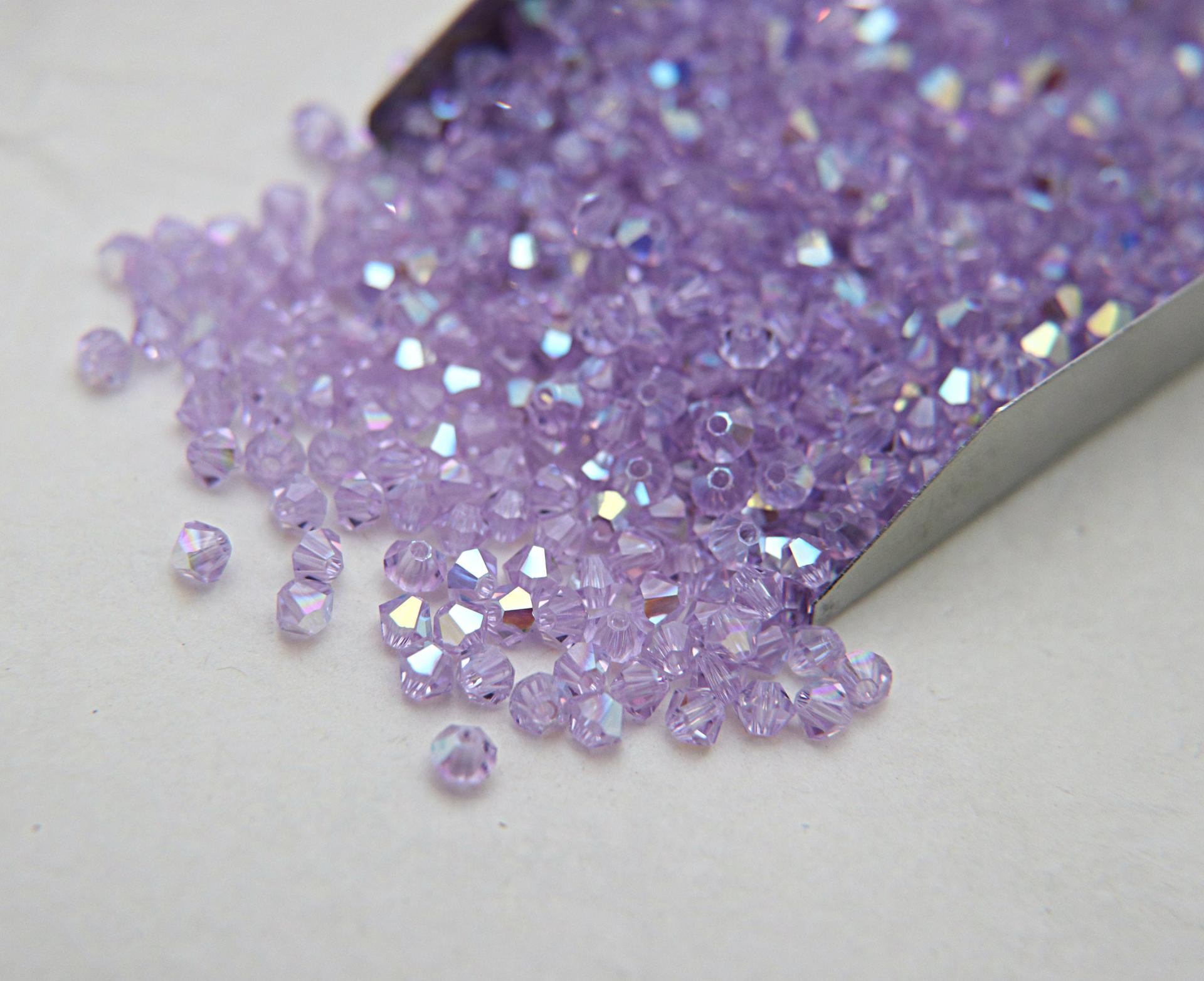 Swarovski (4mm) Violet AB Bicones beads 36/72/144/432/720 Pieces, rainbow beads, jewelry making, couture embellishments