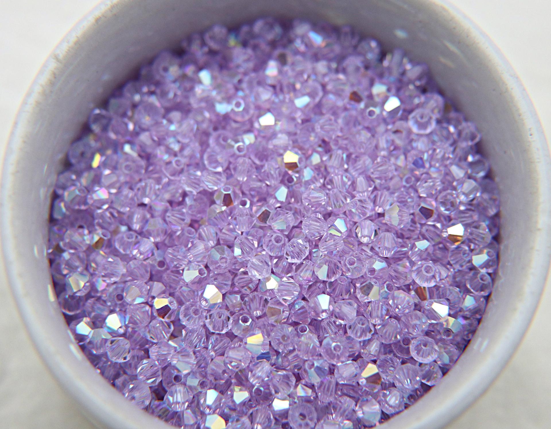 Swarovski (4mm) Violet AB Bicones beads 36/72/144/432/720 Pieces, rainbow beads, jewelry making, couture embellishments