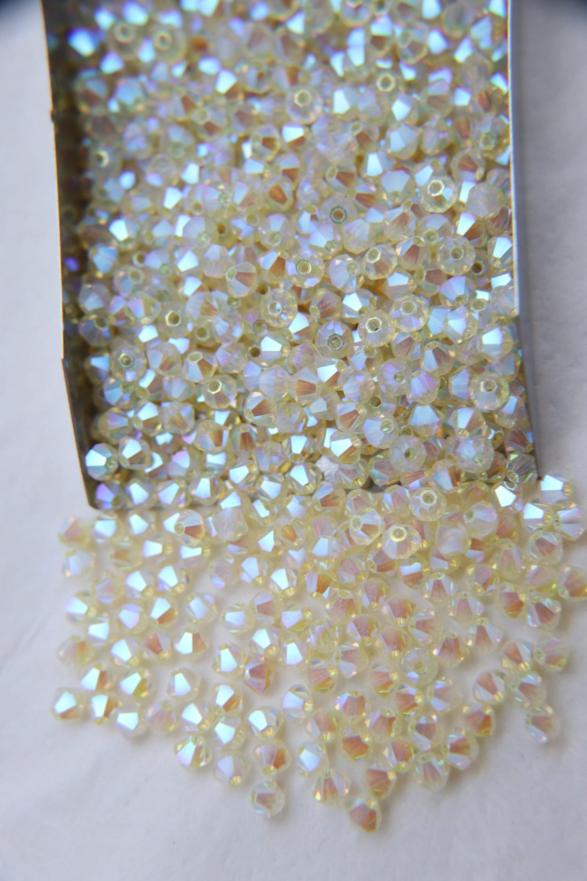 Swarovski (3/4mm) Jonquil AB 2X FC Bicones 36/72/144/432/720 Pieces rainbow beads, jewelry making, couture embellishments, embroidery