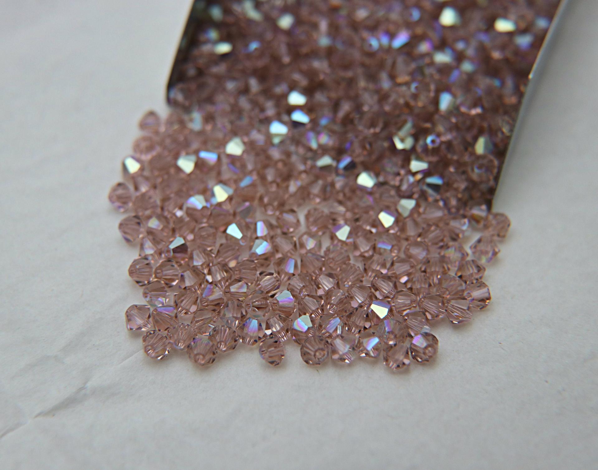 4mm Vintage Rose Aurore Boreale Swarovski Bicone AB beads 36/72/144/432/720 Pieces rainbow beads, jewelry making, couture embellishments