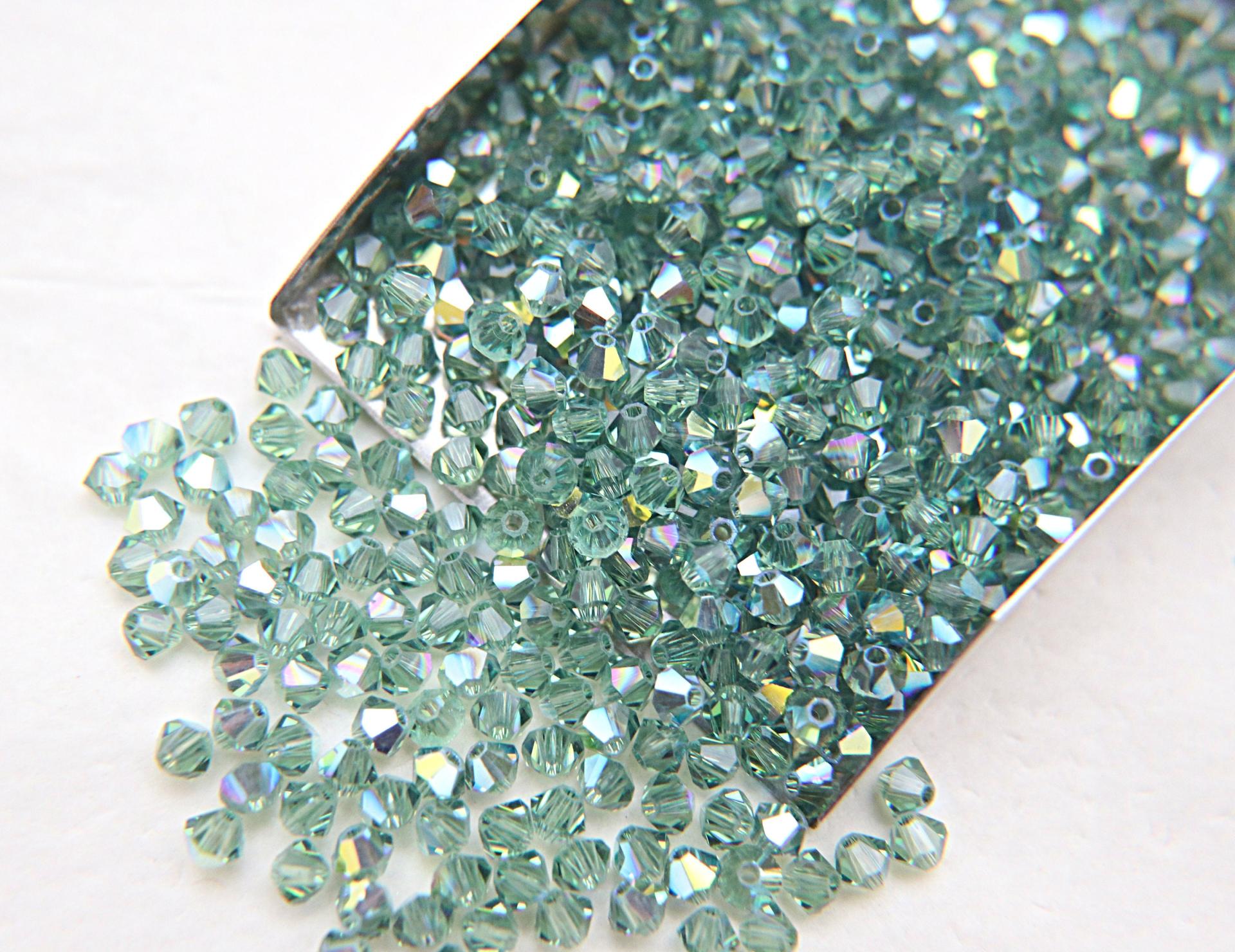 Swarovski 4mm Erinite AB Bicones beads 36/72/144/432/720 Pieces rainbow beads, jewelry making, couture embellishments, embroidery materials