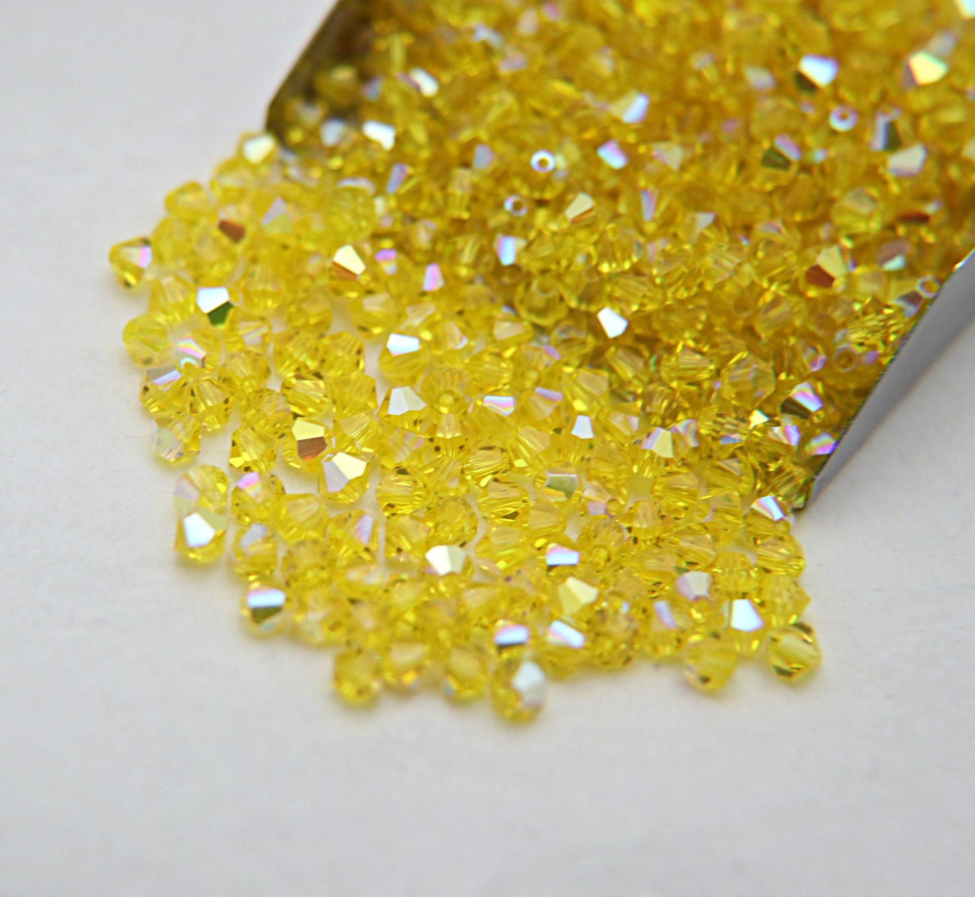 4mm Citrine Aurore Boreale Swarovski Bicone Cuts AB beads 36/72/144/432/720 Pieces rainbow beads, jewelry making, couture embellishments