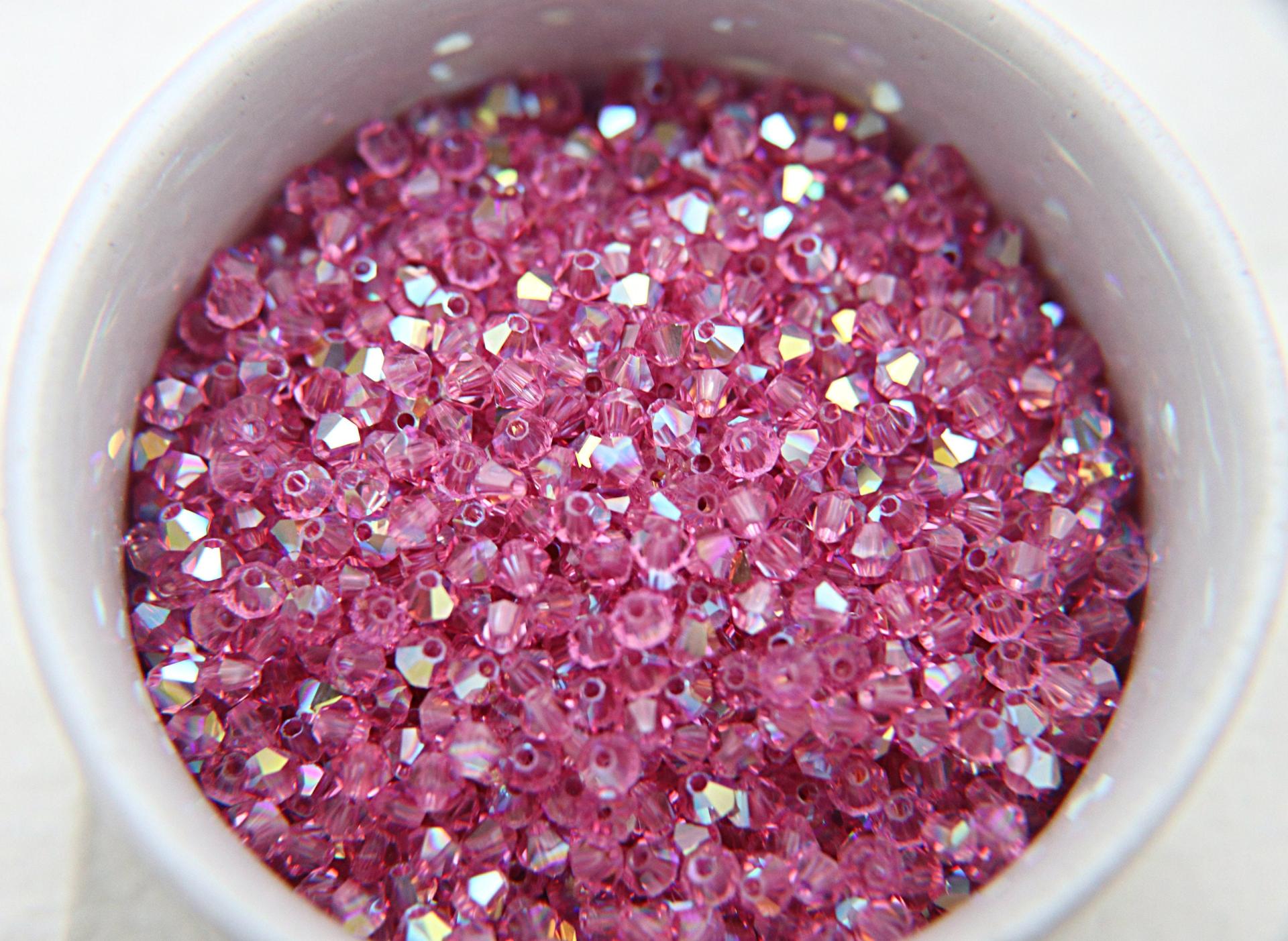 Swarovski (3/4mm) Rose AB Bicones beads 36/72/144/432/720 Pieces rainbow beads, rainbow beads, jewelry making, couture embellishments