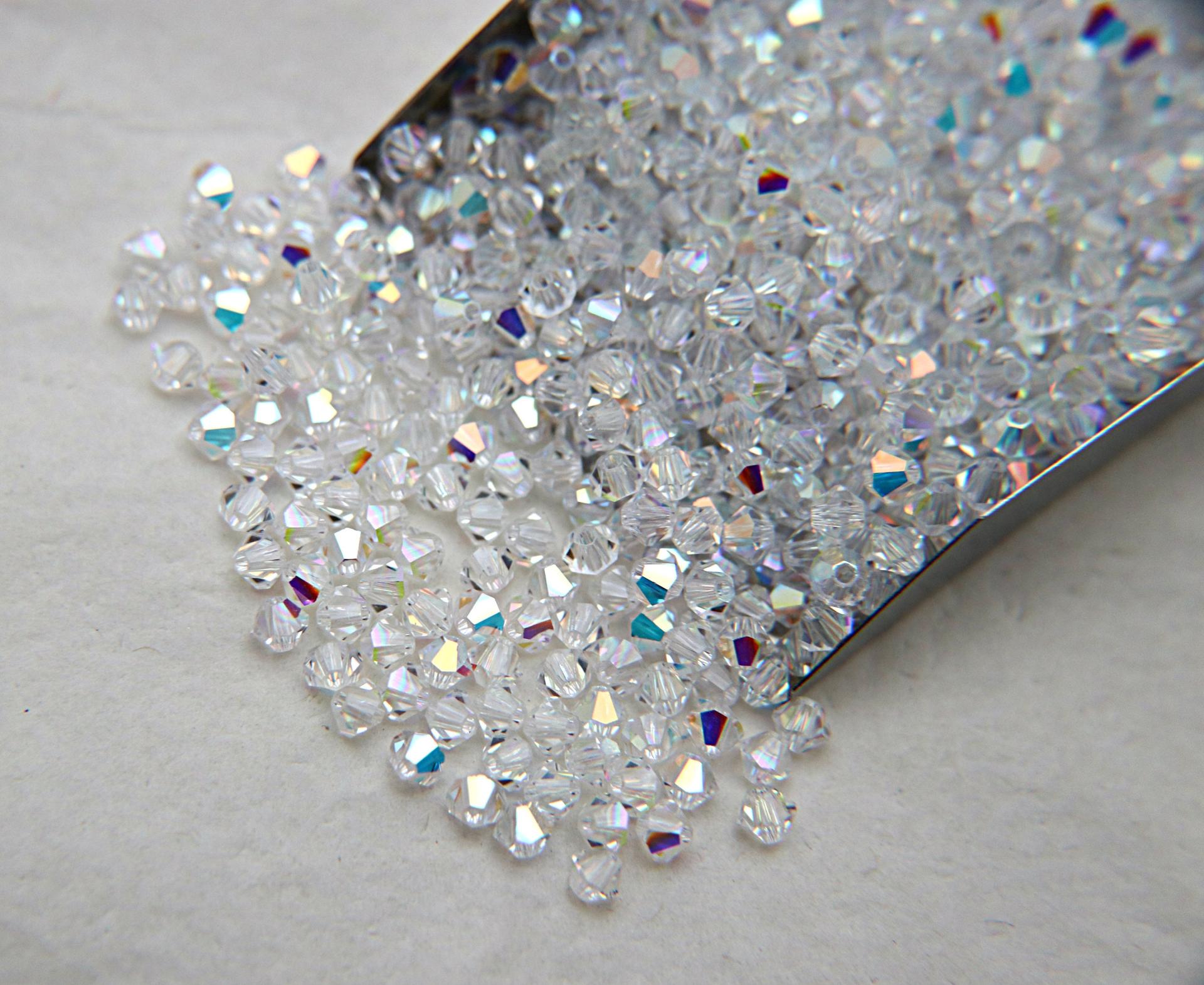 3/4mm Crystal Aurore Boreale Swarovski Bicone Crystal beads 36/72/144/432/720 Pieces rainbow beads, jewelry making, couture beading