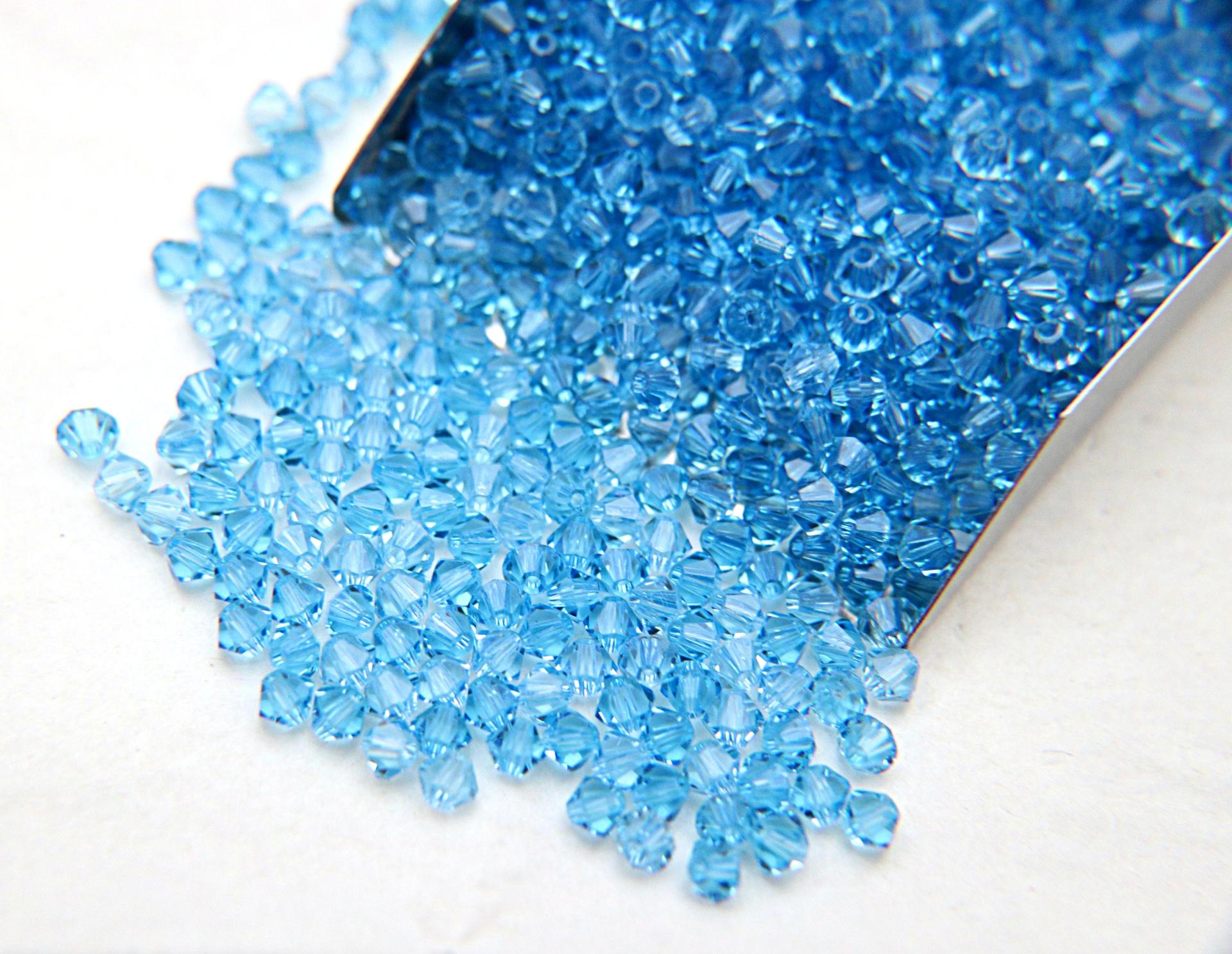 4mm Aquamarine Swarovski Bicone beads 36/72/144/432/720 Pieces (202) jewelry making, couture embroidery, embellishments beading, vintage