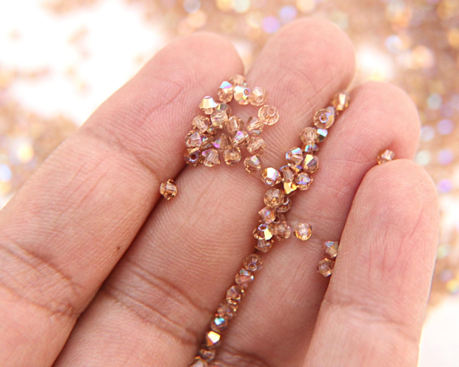 3mm Preciosa Light Colorado Topaz AB rainbow Bicones beads 36/72/144/432/720 Pieces jewelry making findings, embroidery materials, couture