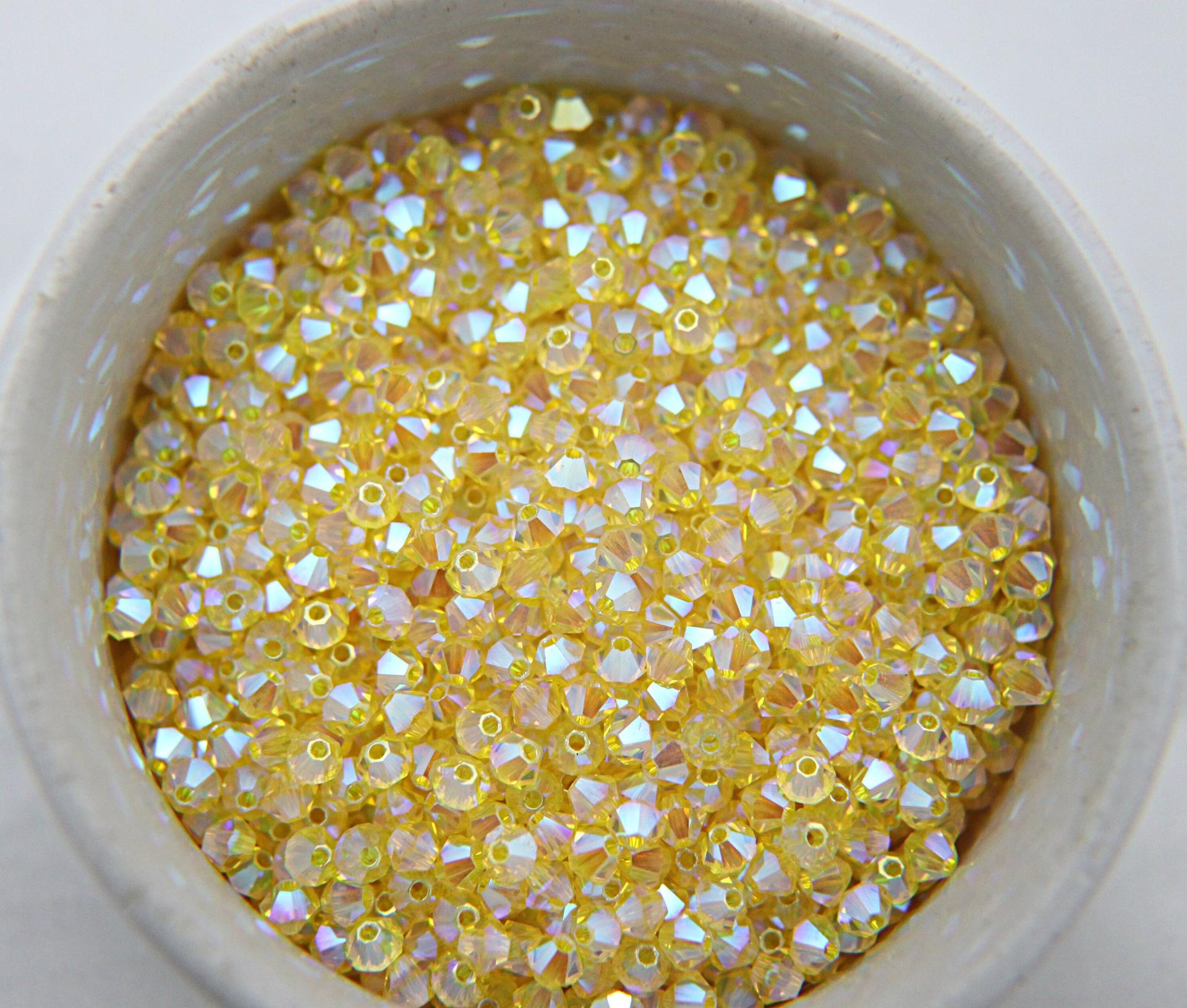 3/4mm Swarovski Citrine AB 2X FC Bicones beads 36/72/144/432/720 Pieces PREMIUM jewelry making, embroidery materials, couture embellishments