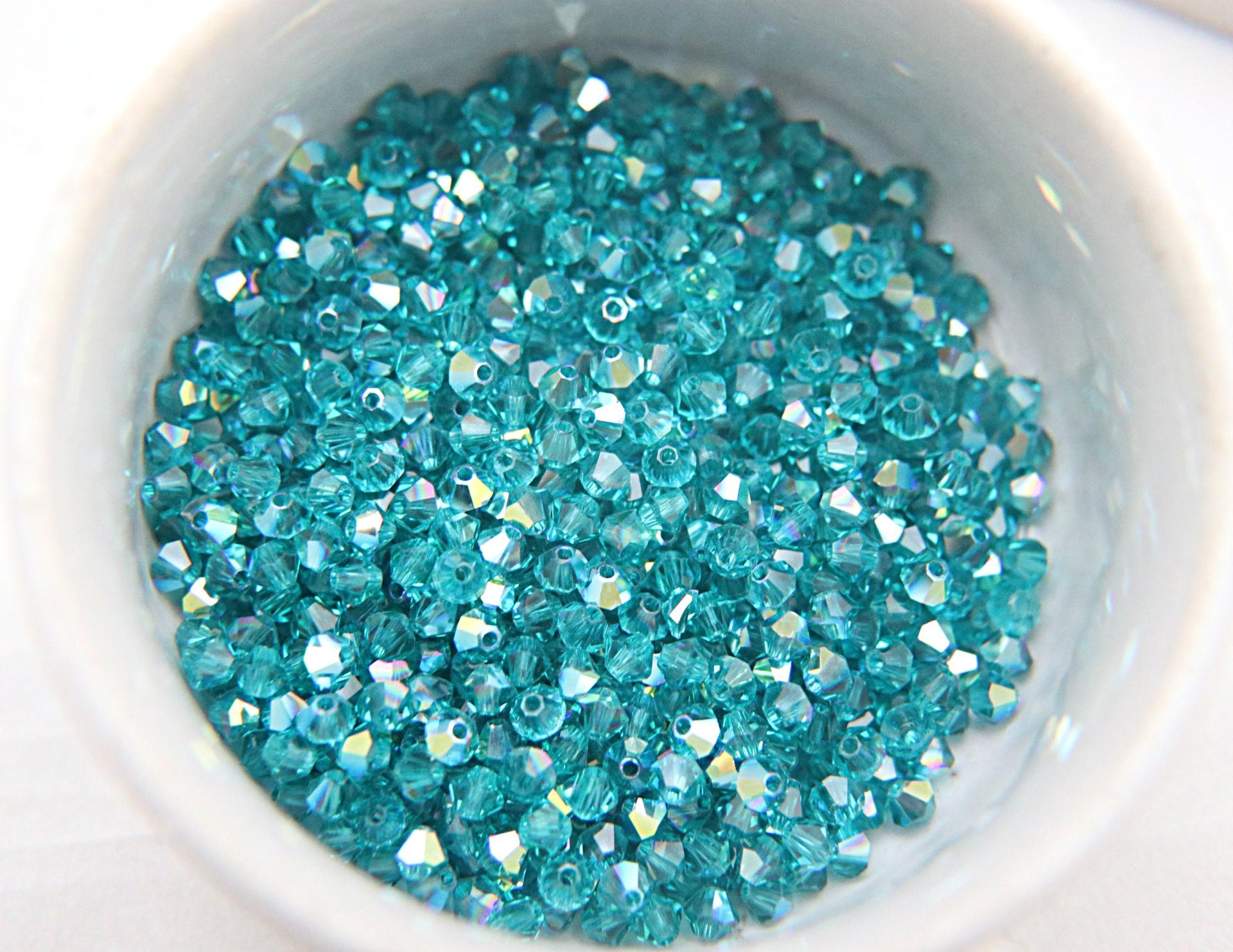 3/4mm Swarovski Blue Zircon AB Bicones beads 36/72/144/432/720 Pieces jewelry making, embroidery materials, couture embellishments