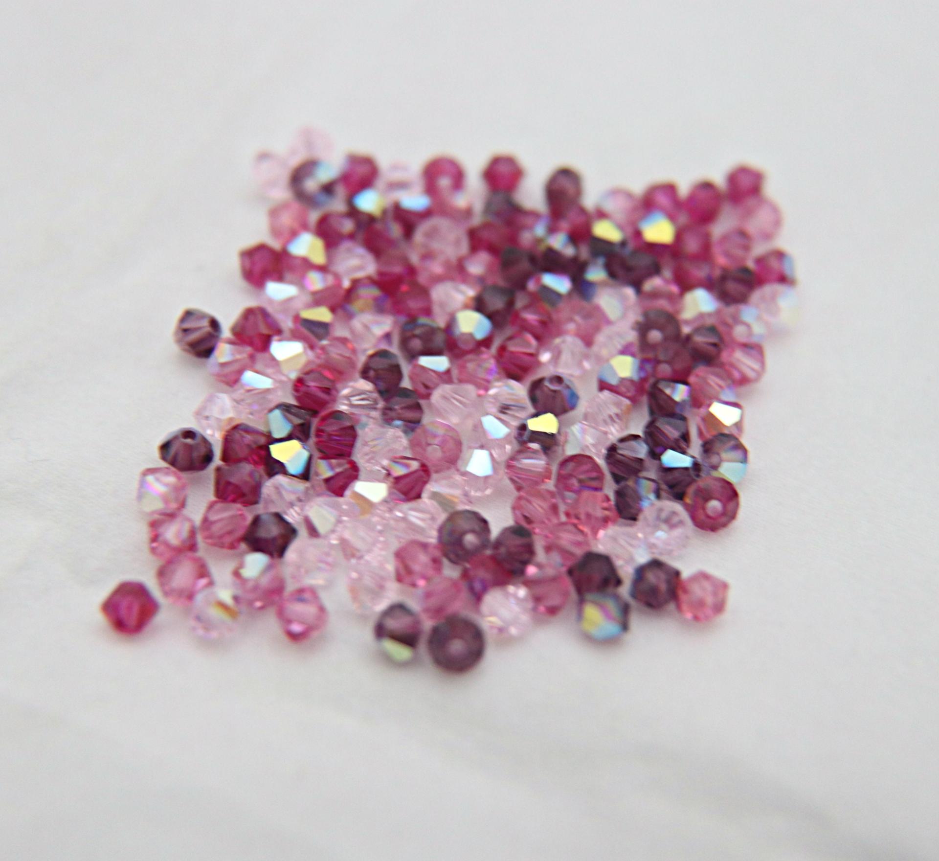 4mm Swarovski Pink Mixes in Aurore Boreale Bicones rainbow beads, 36/72/144/432/720 Pieces jewelry making, jewelry making, embroidery