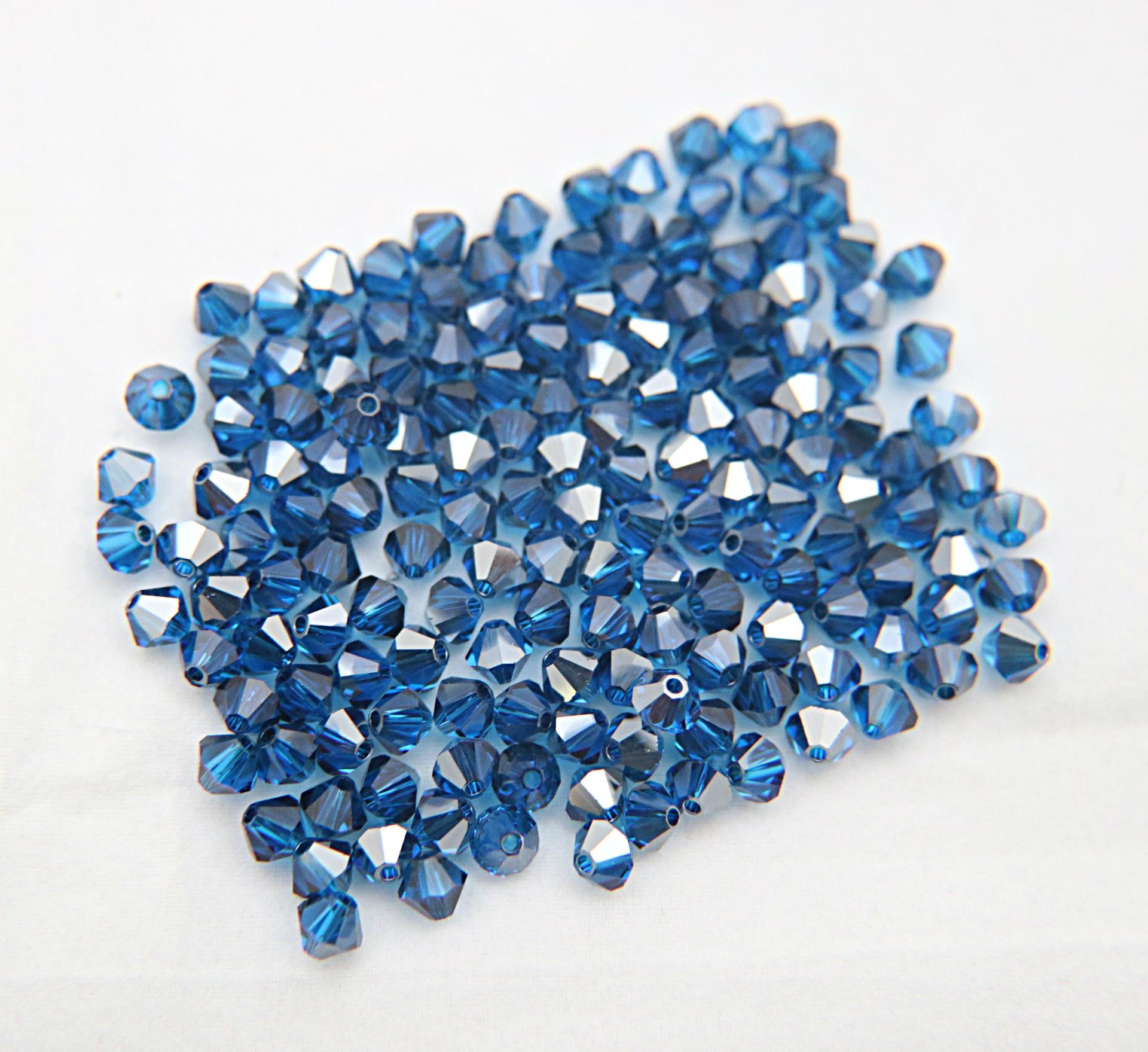 5mm Capri Blue Satin Swarovski Bicone beads Cuts 12/36/72/144/432/720 Pieces VINTAGE SWAROVSKI, jewelry making, embroidery materials, craft