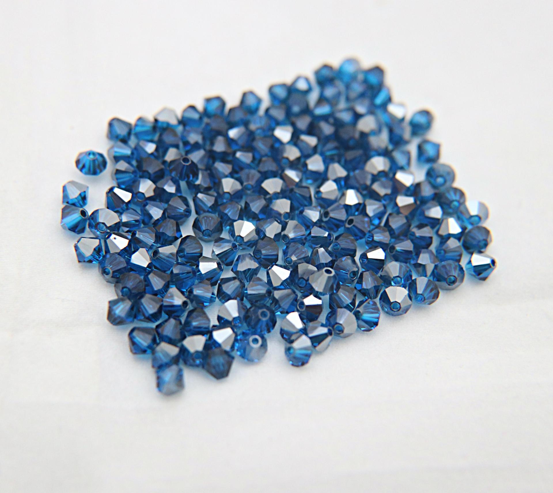 5mm Capri Blue Satin Swarovski Bicone beads Cuts 12/36/72/144/432/720 Pieces VINTAGE SWAROVSKI, jewelry making, embroidery materials, craft