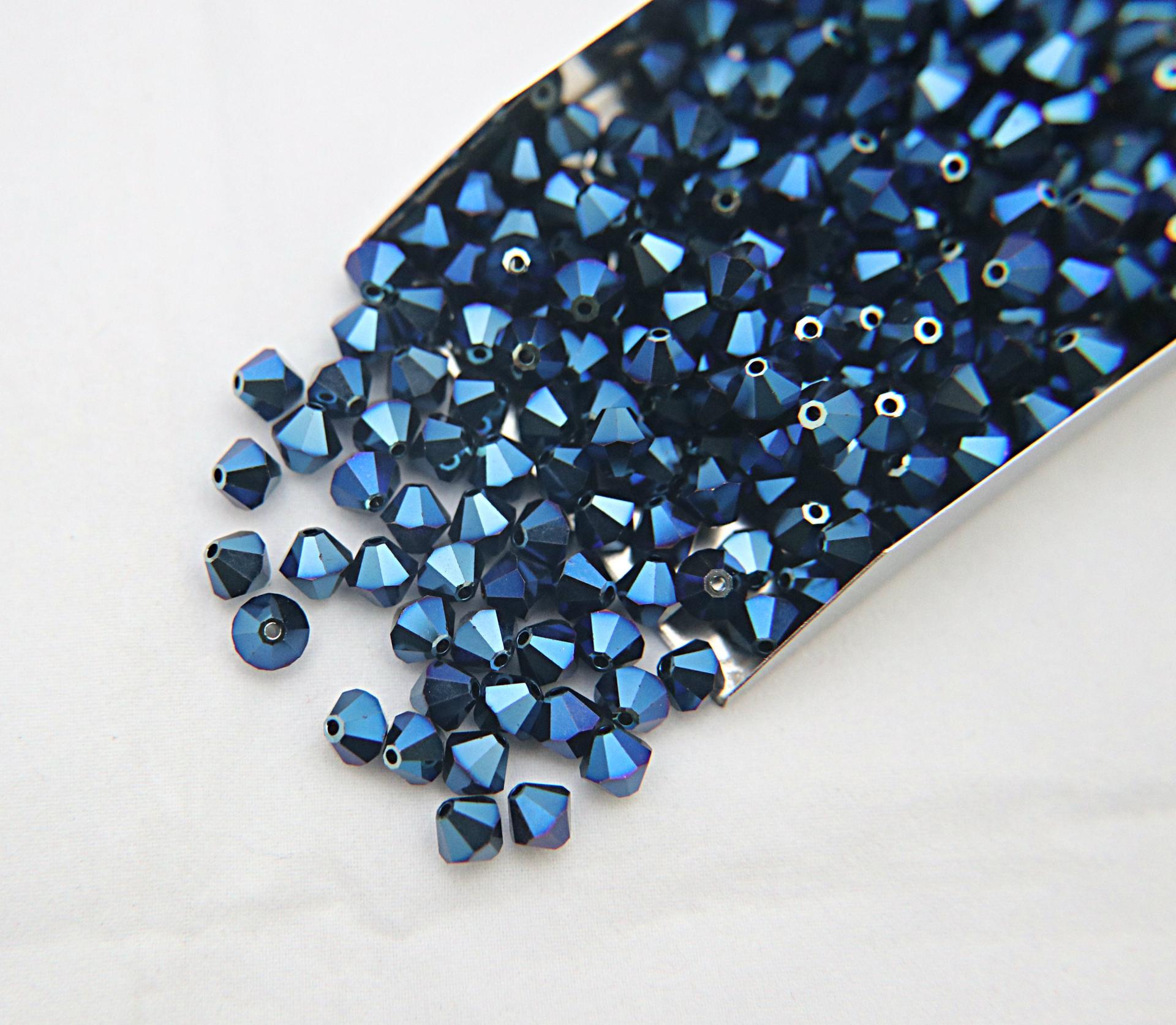 4/6mm Crystal Metallic Blue Swarovski Bicone Cuts 20 Gross / 50 Gross Pieces rare beads