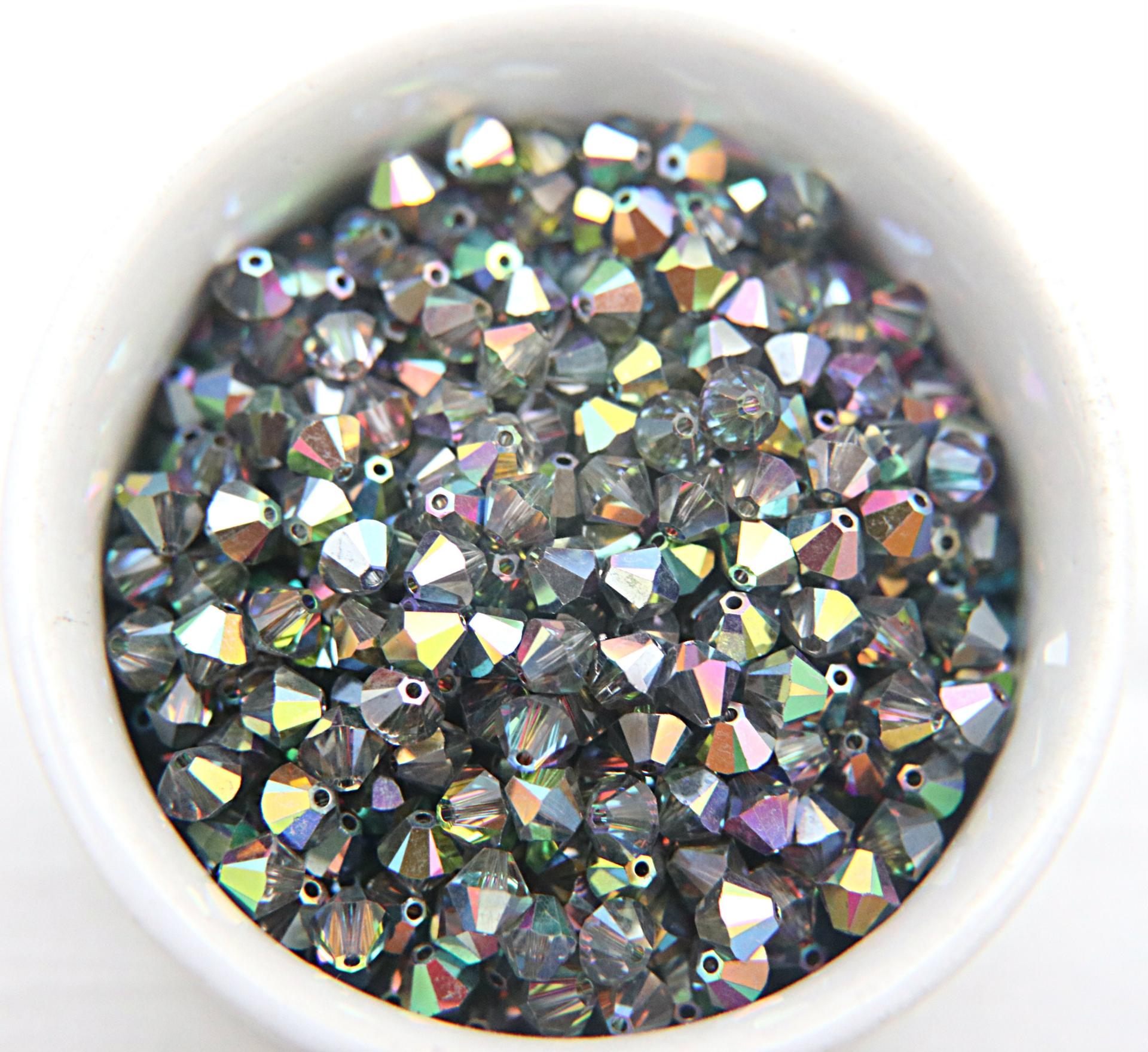 6mm Crystal Light Vitrail Medium Bicone beads Cuts 20 Gross (2880 Pieces) rainbow jewelry making, couture embellishments, premium