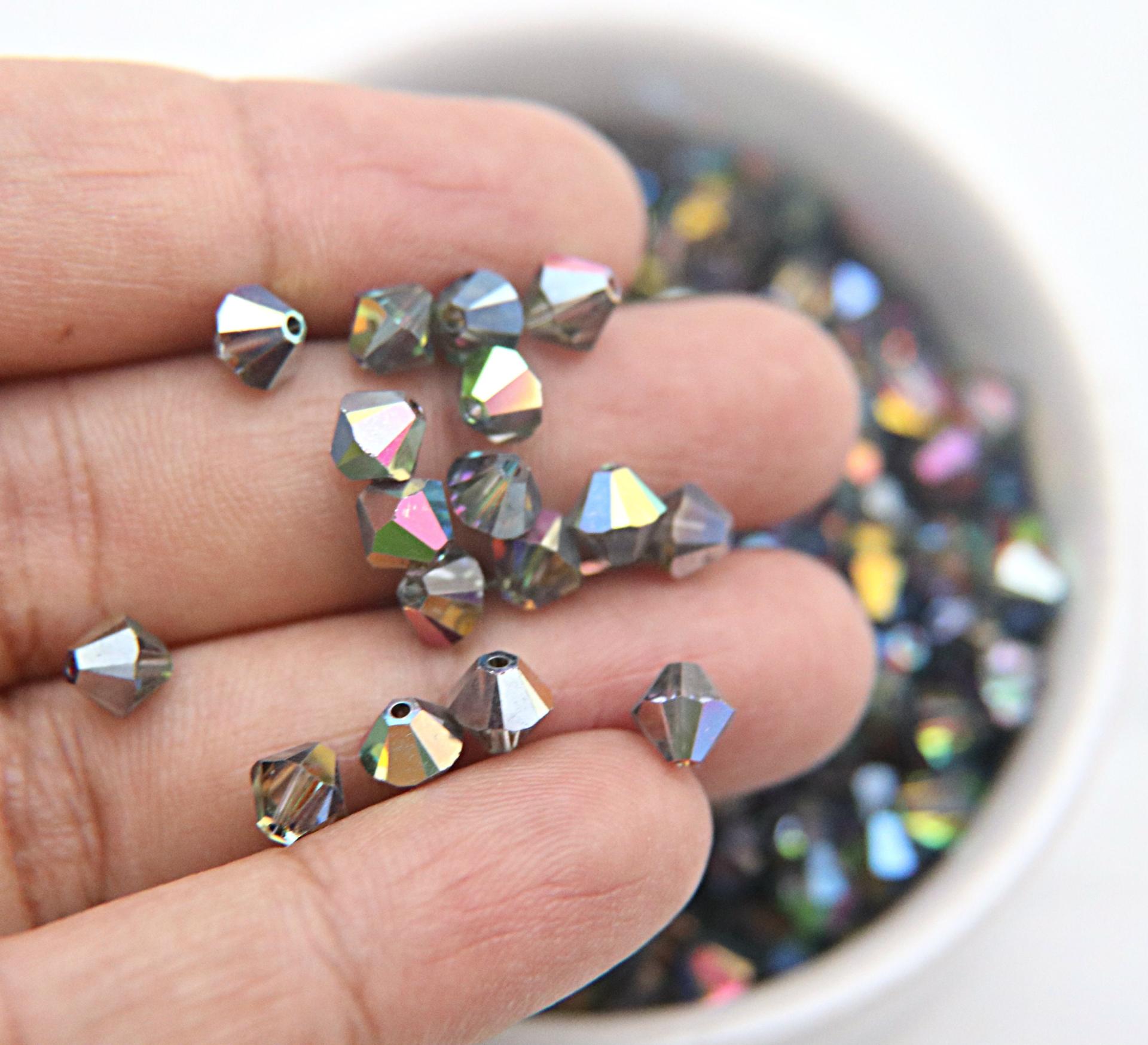 6mm Crystal Light Vitrail Medium Bicone beads Cuts 20 Gross (2880 Pieces) rainbow jewelry making, couture embellishments, premium