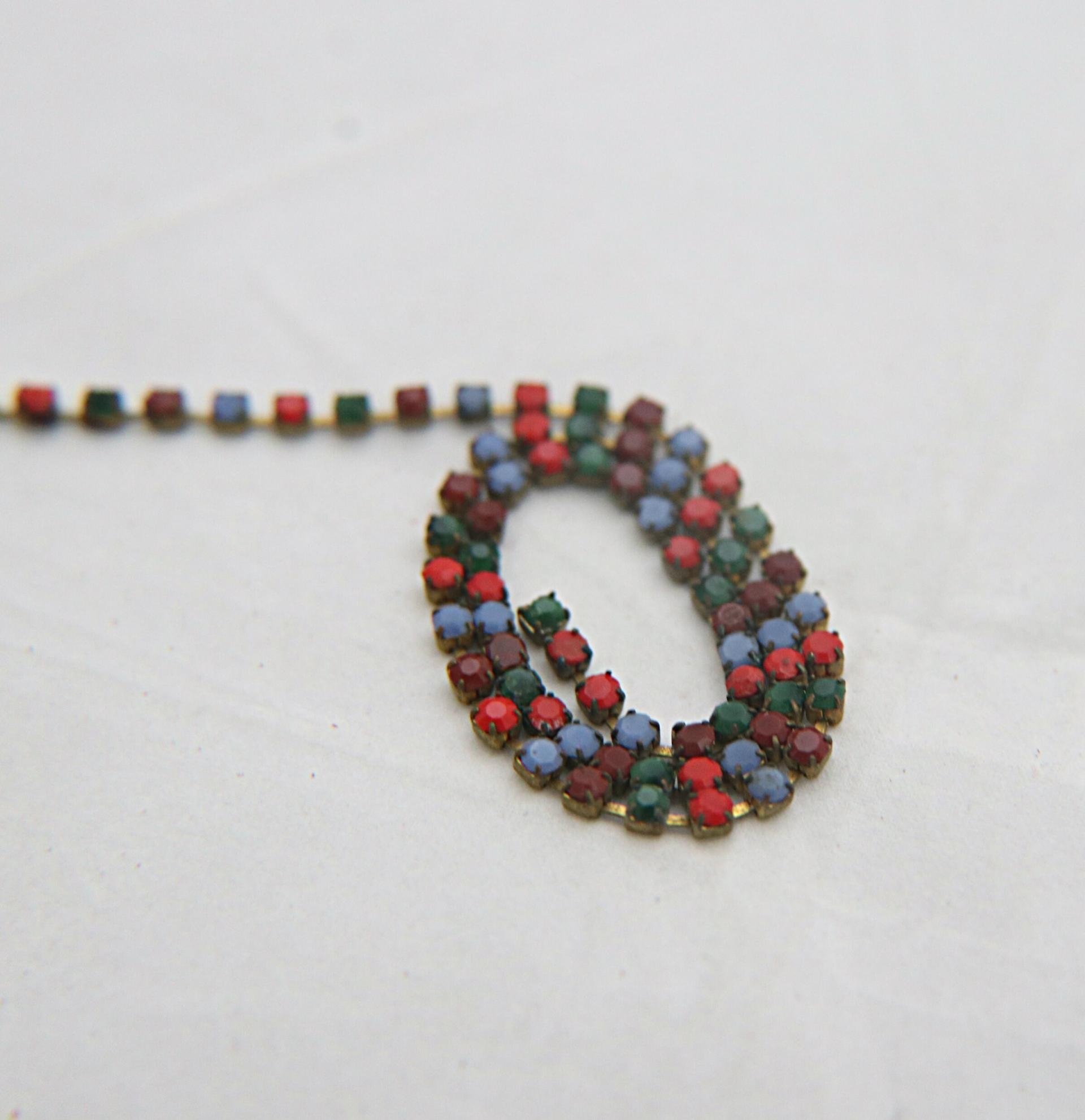 10SS Rhinestone Chain Vintage Glass Pressed Chatons Multi color Opaque 2.8 mm 1/2/5/15 Meters