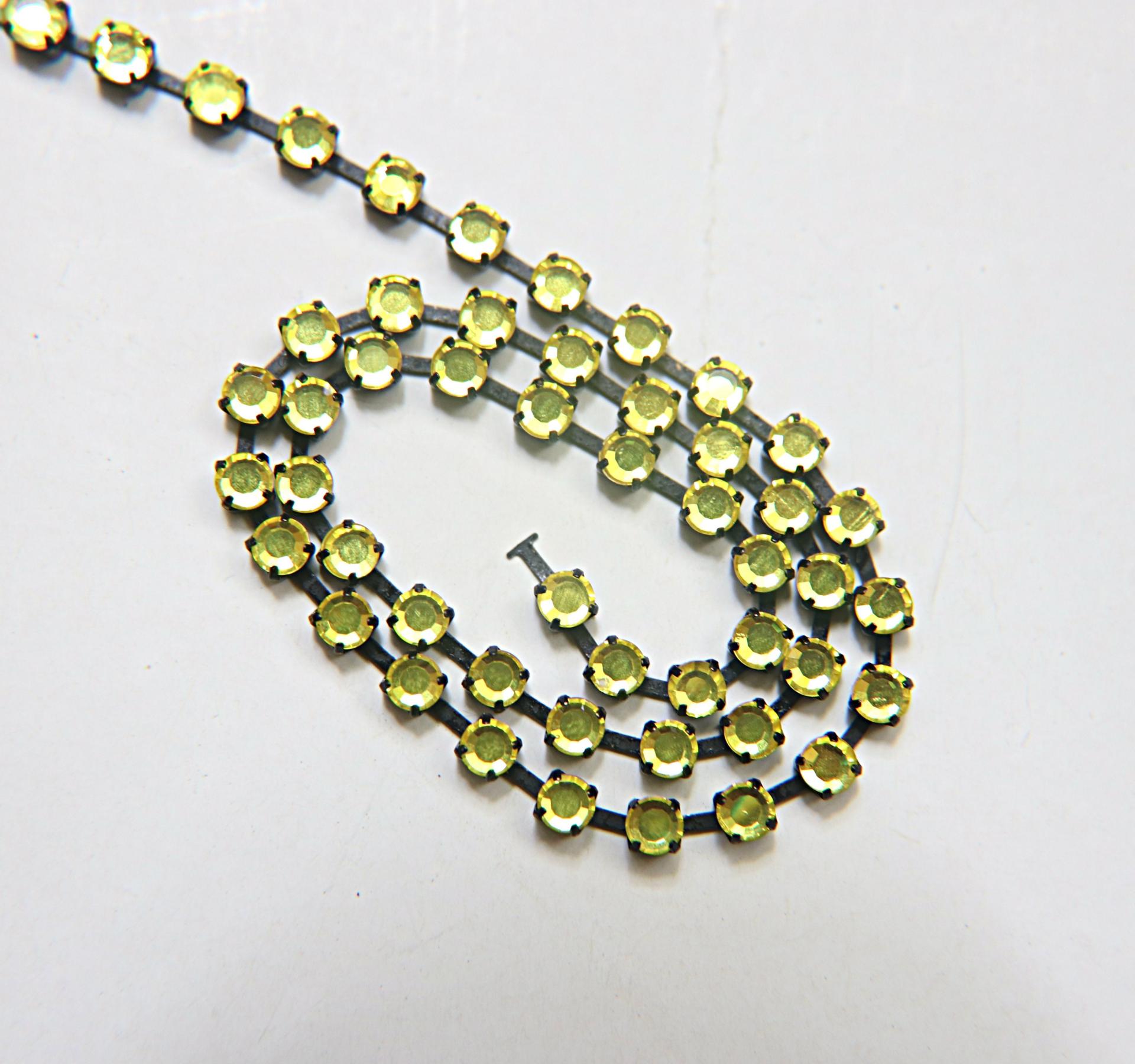 16ss Swarovski 2088 Chain in Flat Back Citrine (4mm) 0.5/1/2/5 Meters Vintage Black Settings Bridal Supplies|Jewelry Making, embellishments