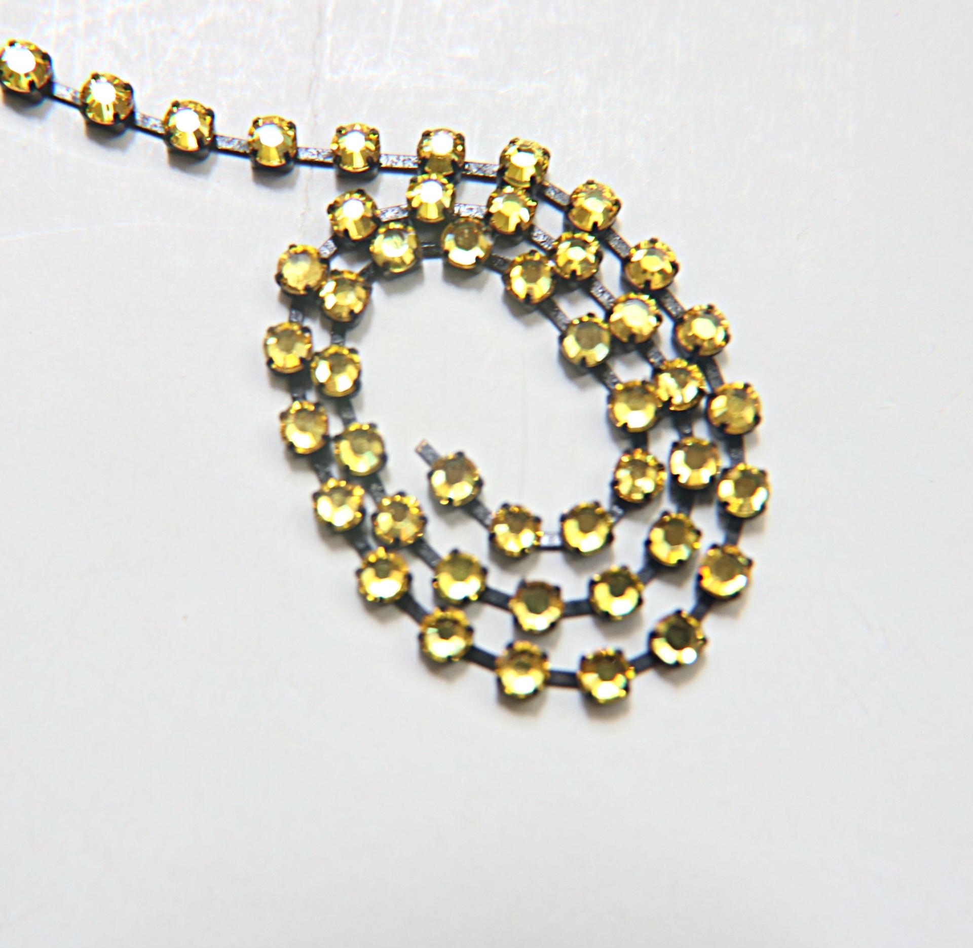 16ss Swarovski 2088 Chain Flat Back Light Topaz (4mm) 0.5/1/2/5 Meters Vintage Black Settings Bridal Supplies|Jewelry Making, craft making