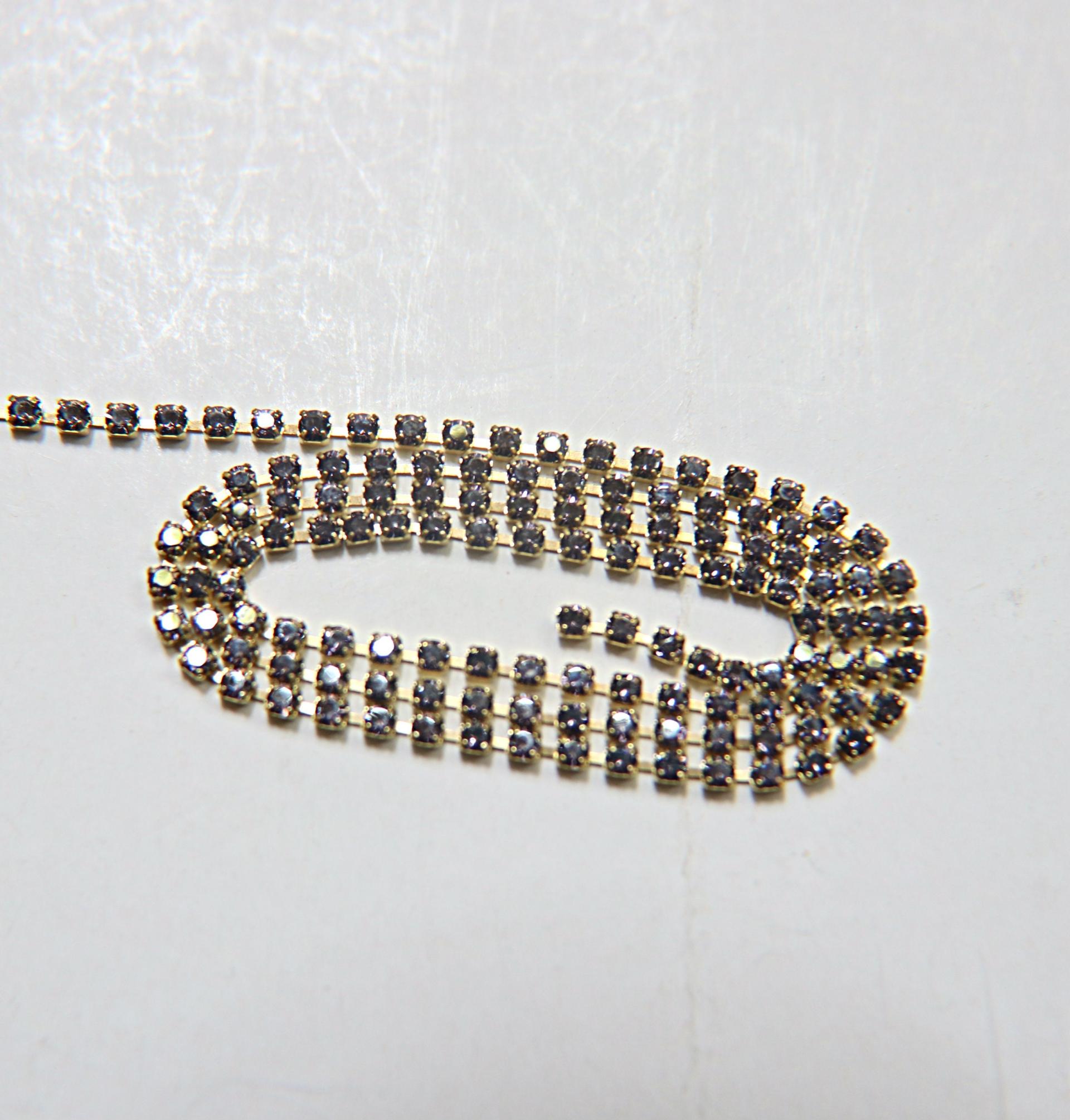 14PP Rhinestone Chain Swarovski vintage 2mm (0.5/1/2/5 meters) vintage findings, strass chains, craft supplies , wedding decorations, laces
