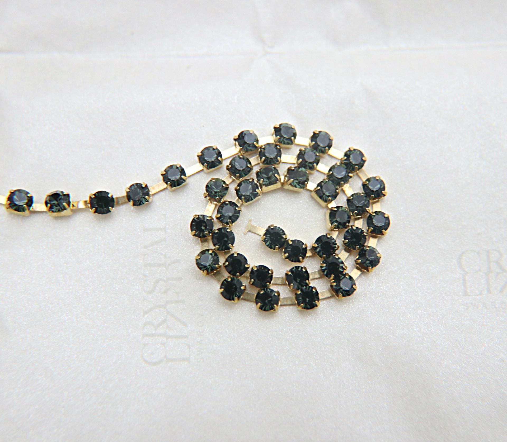 16 SS Rhinestone Chain Swarovski in MORION 4mm 0.5/1/2/5/15 Meters vintage findings, strass chains, embroidery materials, vintage findings