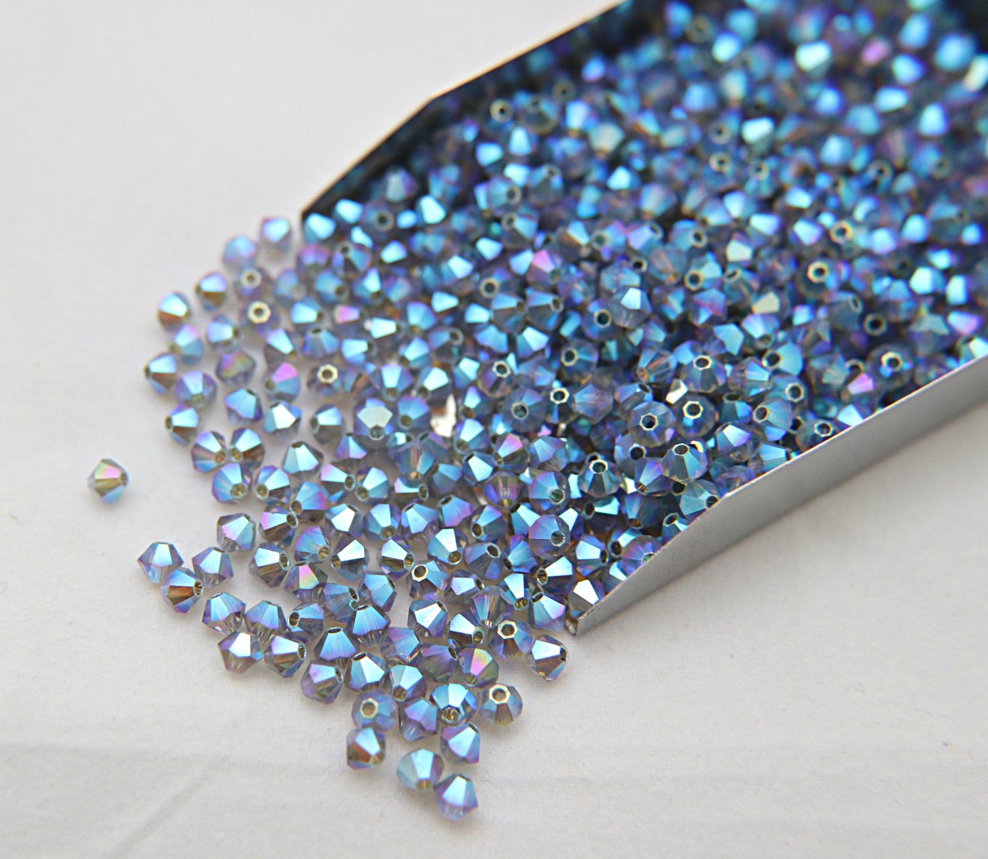 4mm Swarovski Black Diamond AB 2X FC Bicones Rainbow Beads 36/72/144/432/7200 Pieces PREMIUM rainbow beads, jewelry making, embellishments