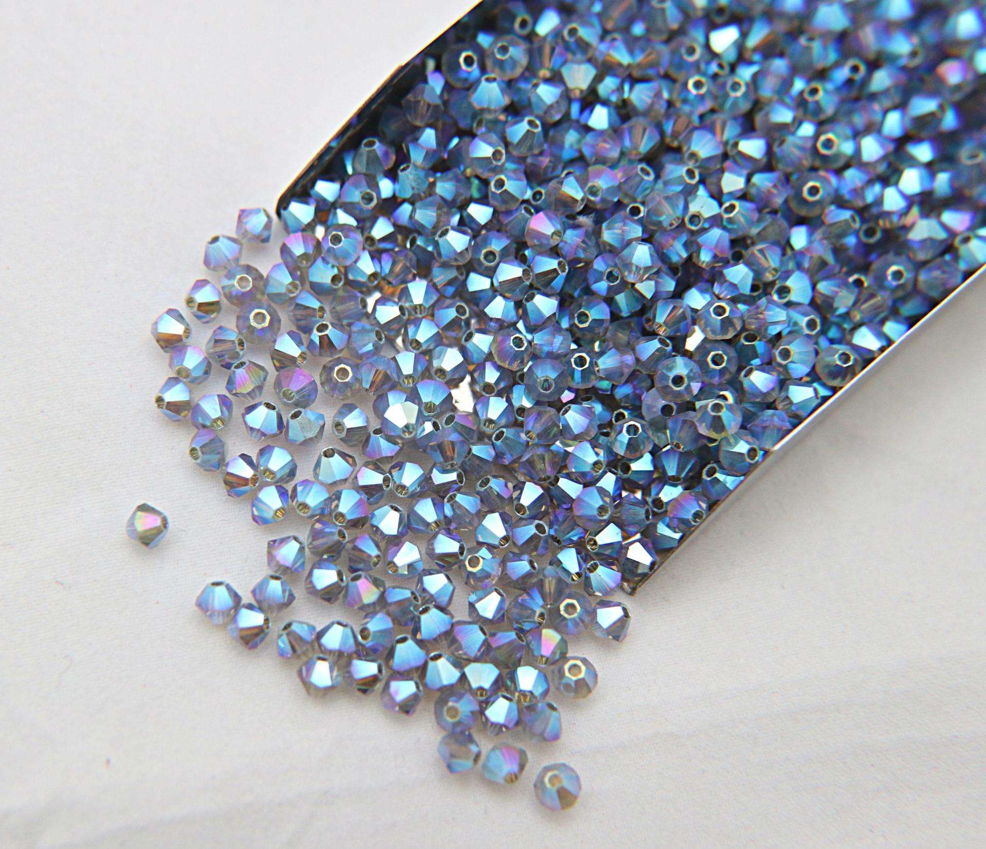 4mm Swarovski Black Diamond AB 2X FC Bicones Rainbow Beads 36/72/144/432/7200 Pieces PREMIUM rainbow beads, jewelry making, embellishments