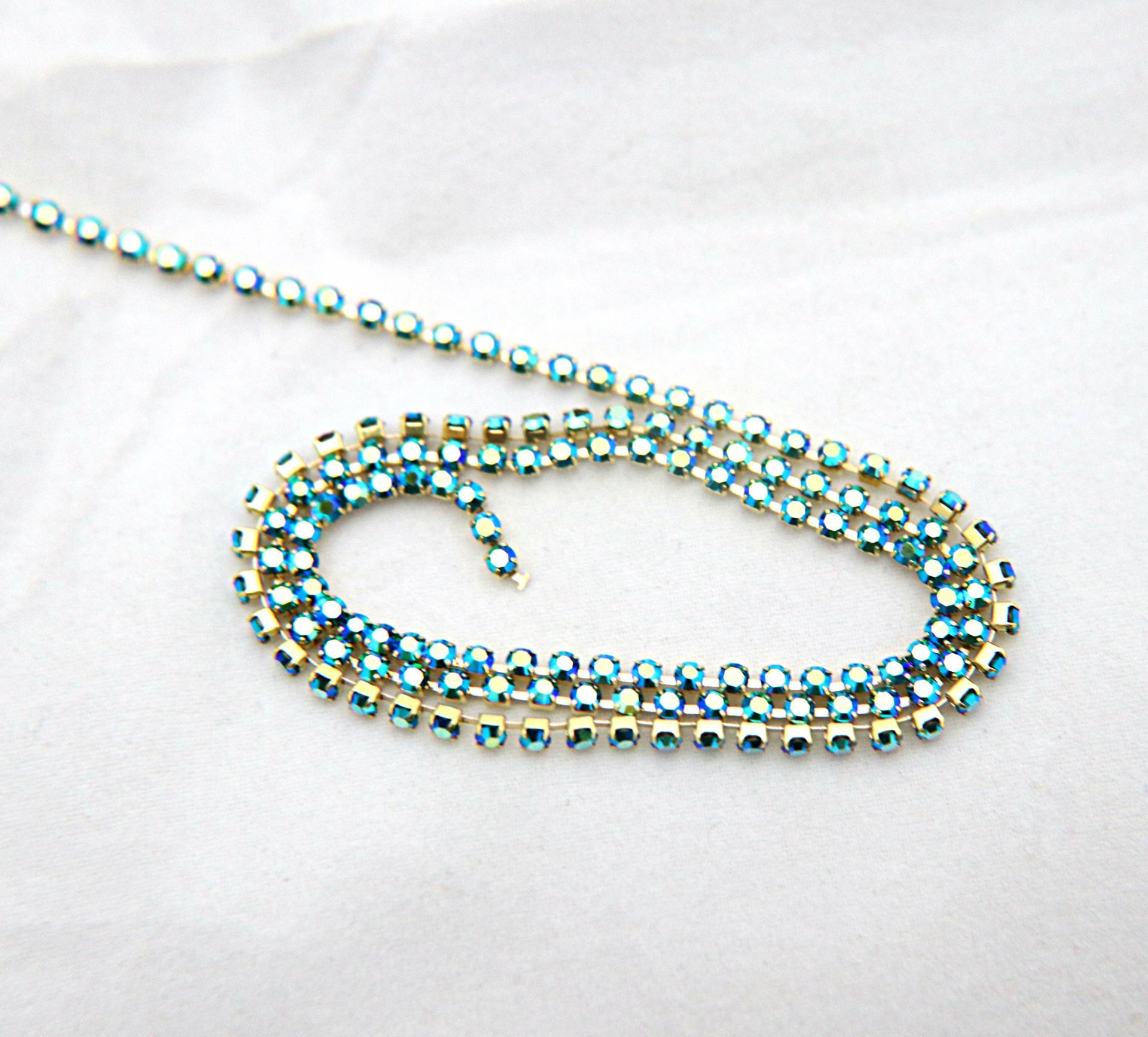 14PP Rhinestone Chain Swarovski vintage Aurore Boreale rainbow 2mm (0.5/1/2/5 meters) Wedding Bridal Supplies|Jewelry Making|decorations