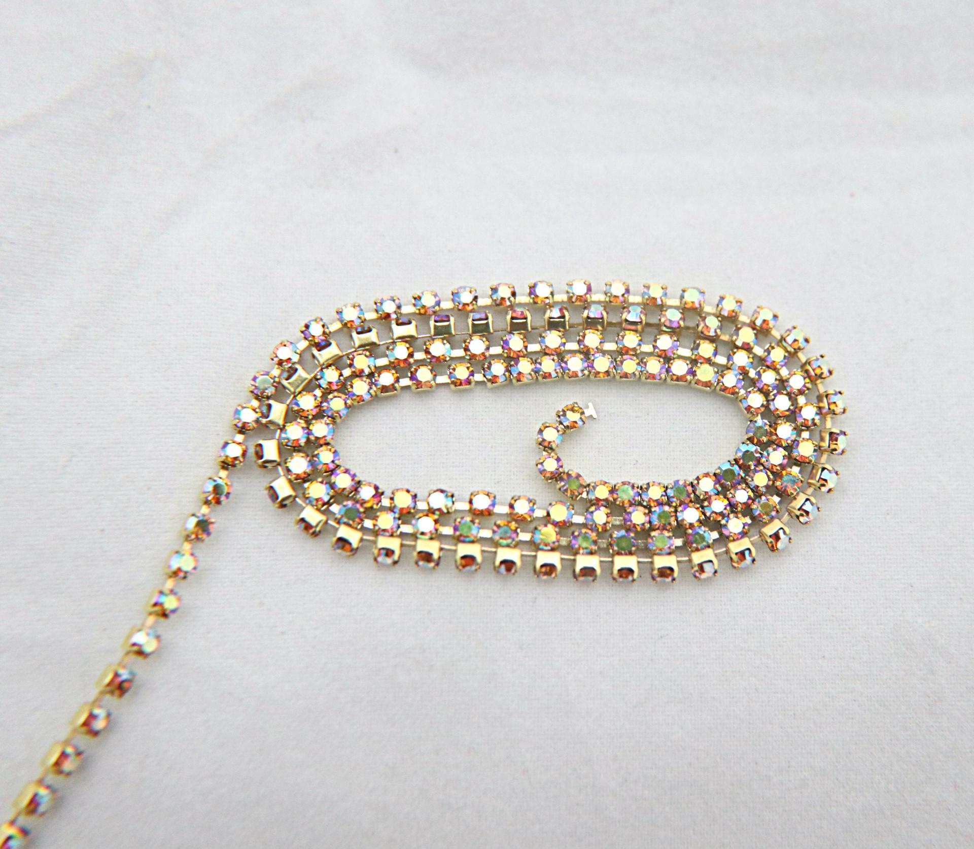 14PP Rhinestone Chain Swarovski vintage Aurore Boreale rainbow 2mm (0.5/1/2/5 meters) Wedding Bridal Supplies|Jewelry Making|decorations
