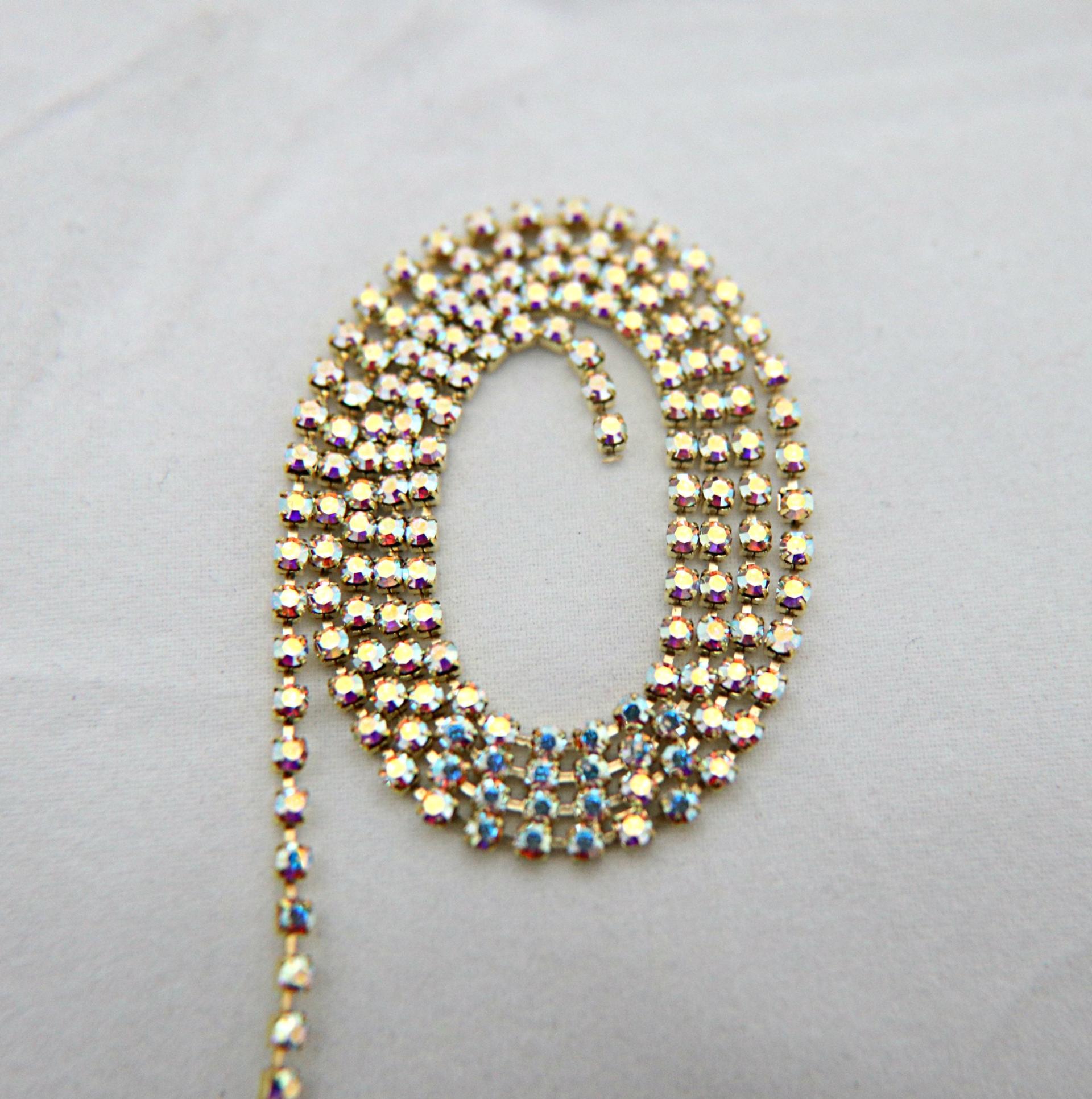14PP Rhinestone Chain Swarovski vintage Aurore Boreale rainbow 2mm (0.5/1/2/5 meters) Wedding Bridal Supplies|Jewelry Making|decorations
