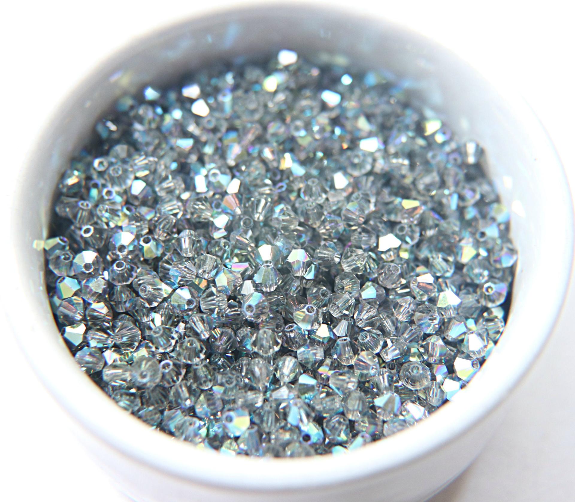 Swarovski (3/4mm) Black Diamond AB Bicones rainbow beads 36/72/144/432/720 Pieces rainbow beads, jewelry making, couture embellishments