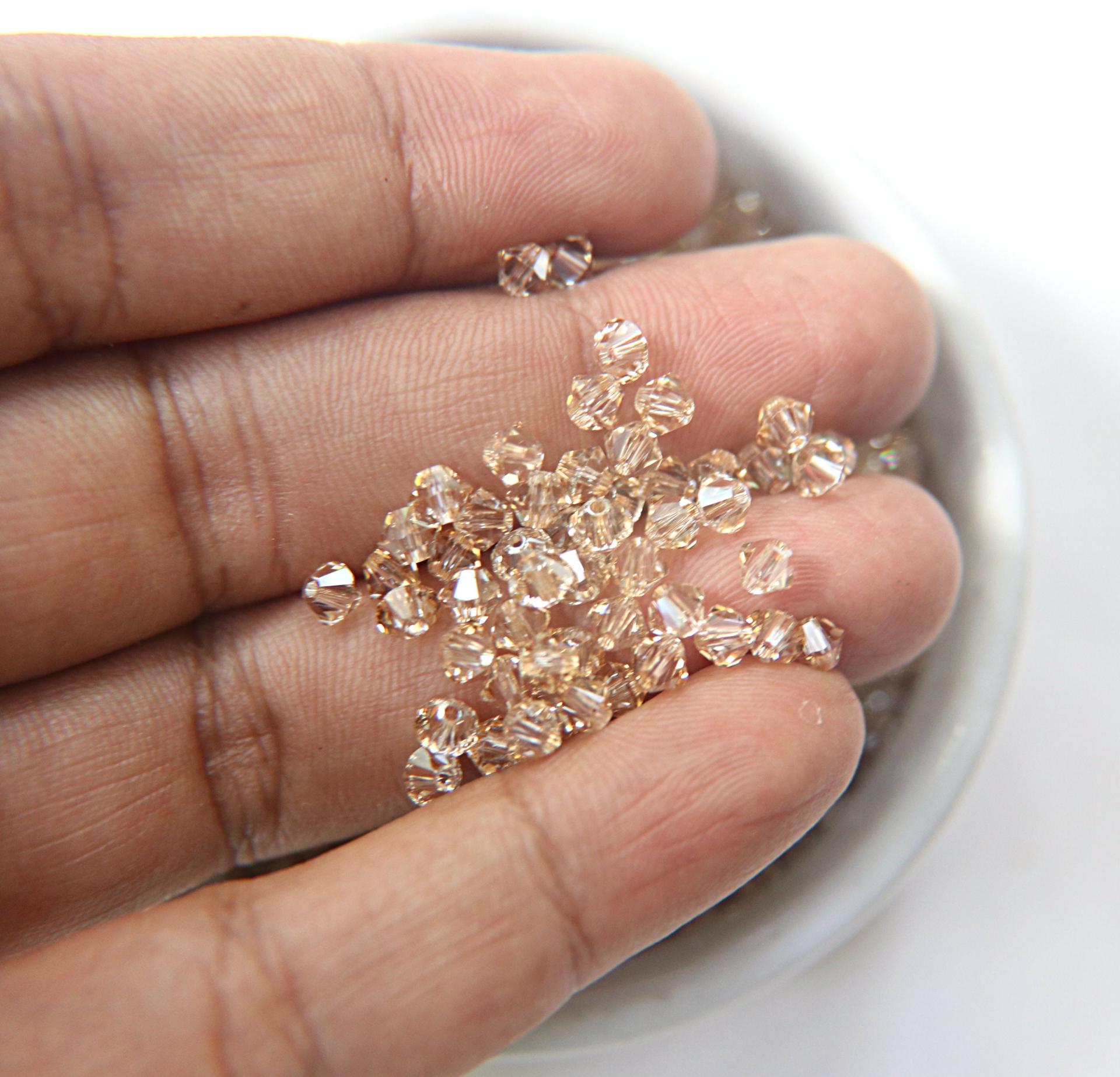 Swarovski (3/4mm) Crystal Golden Shadow Bicones Beads 36/72/144/432/720 Pieces PREMIUM MATERIALS,embroidery materials, jewelry supplies