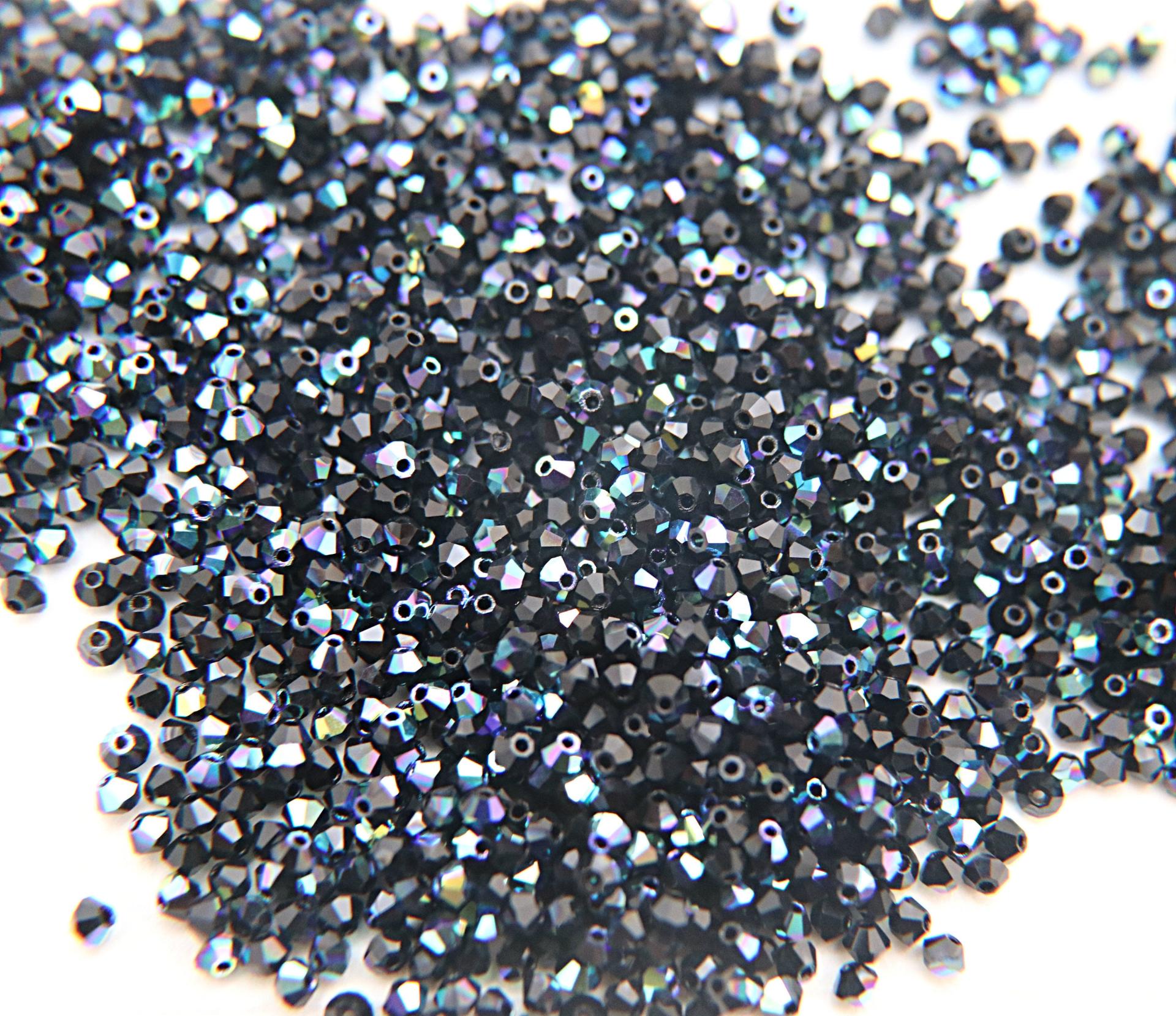 3mm Preciosa JET AB rainbow Bicones beads 36/72/144/432/720 Pieces jewelry making findings, embroidery materials, couture embellishment
