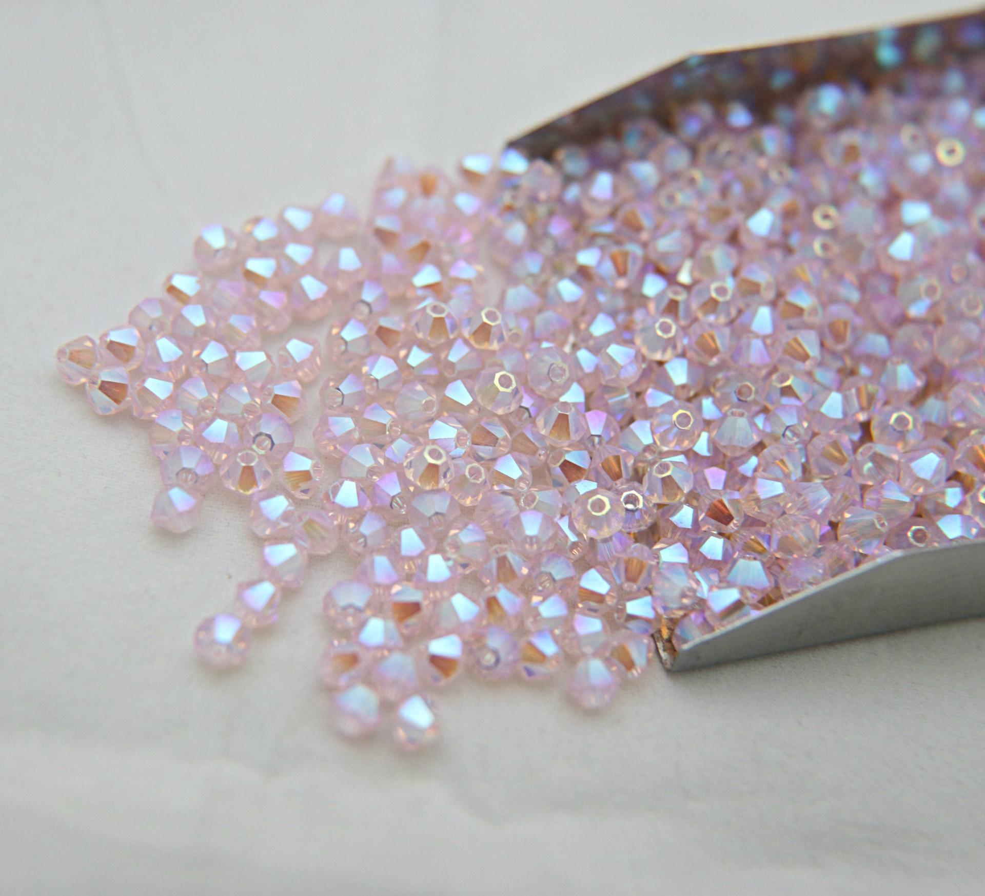 Swarovski (3/4mm) Rosaline AB 2X FC Bicones Beads Rainbow 36/72/144/432/720 Pieces (508) beads, jewelry making, couture embellishment
