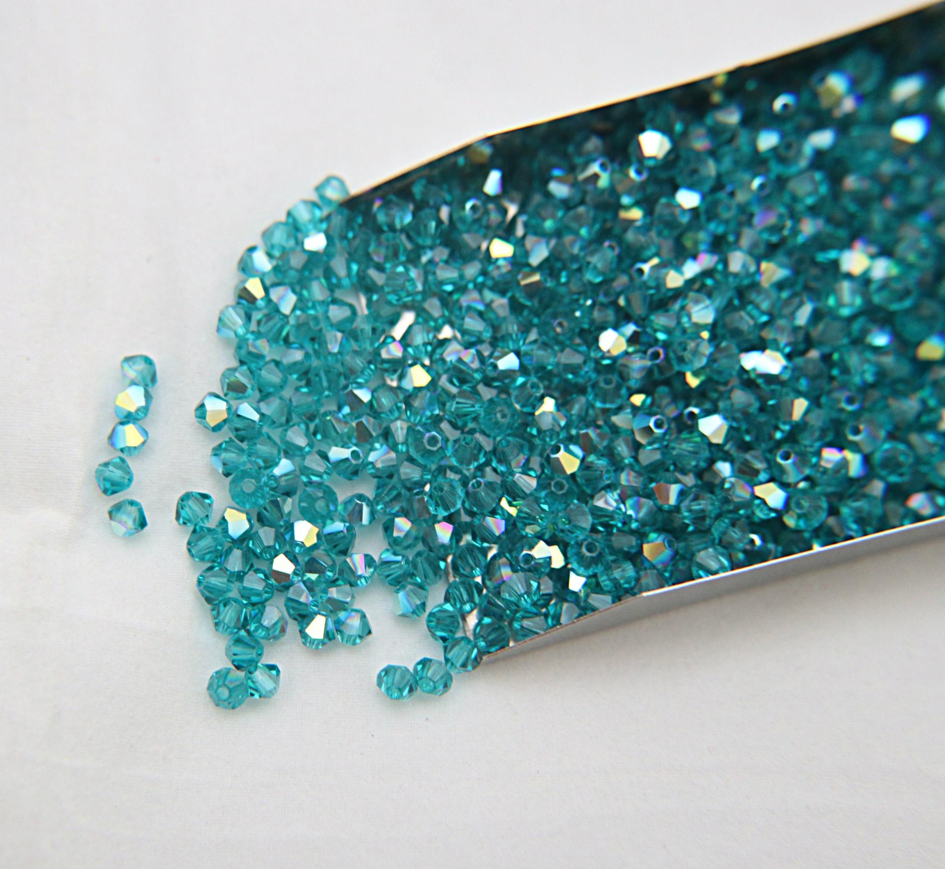 3/4mm Swarovski Blue Zircon AB Bicones beads 36/72/144/432/720 Pieces jewelry making, embroidery materials, couture embellishments