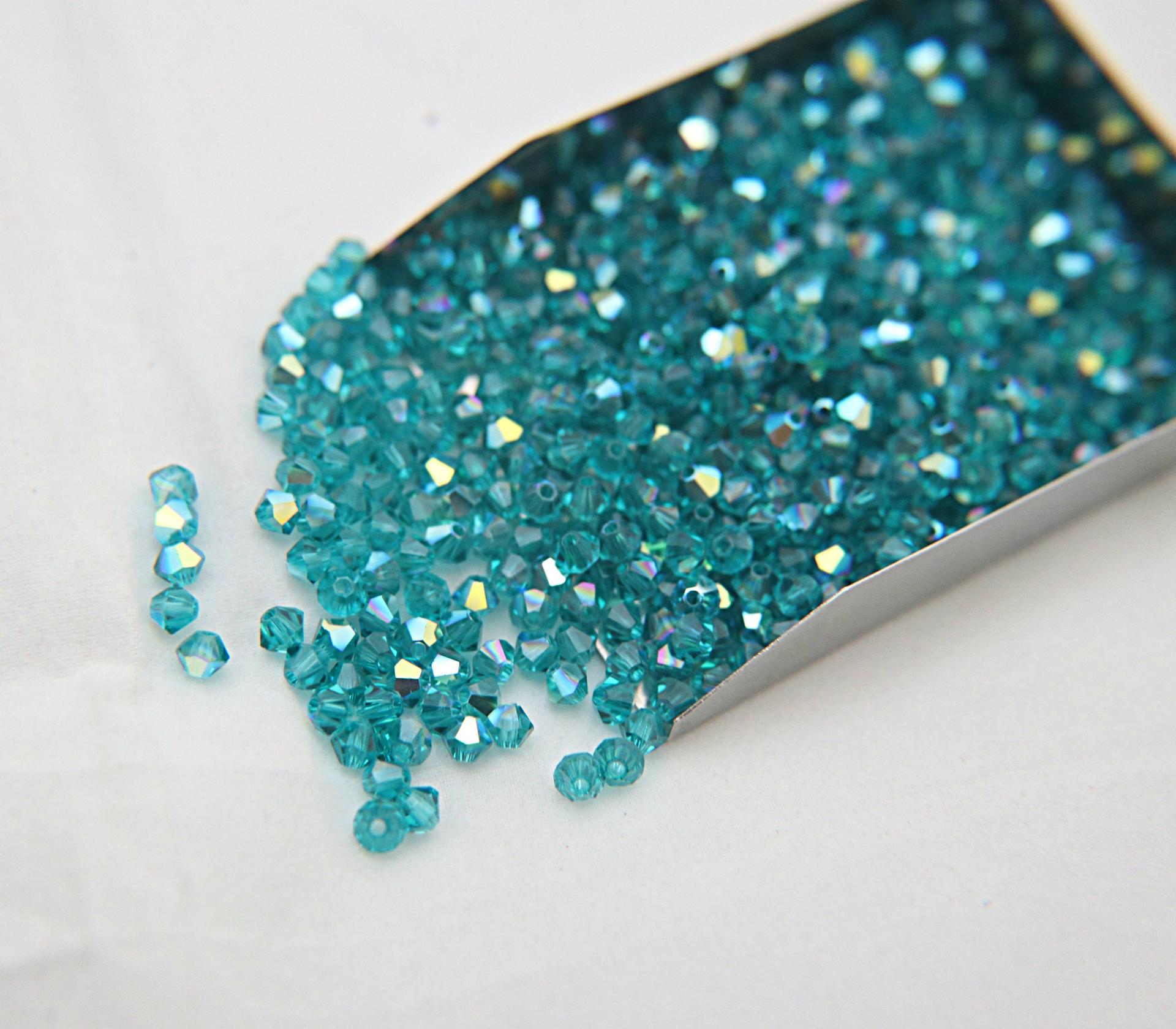 3/4mm Swarovski Blue Zircon AB Bicones beads 36/72/144/432/720 Pieces jewelry making, embroidery materials, couture embellishments