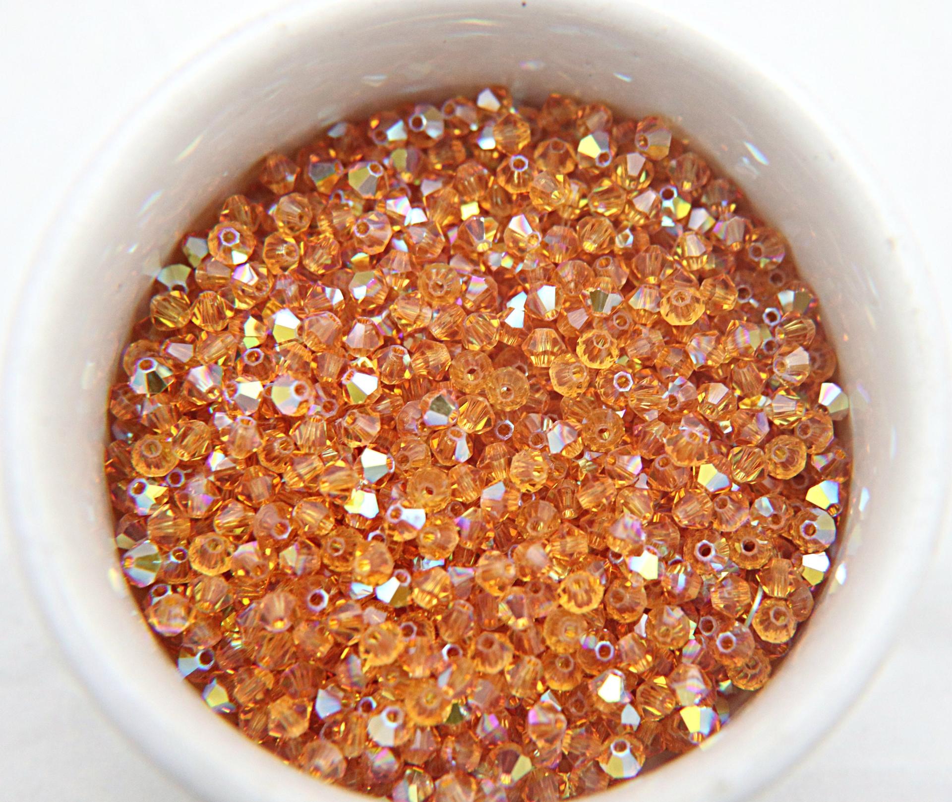 4mm Swarovski Topaz AB Bicones beads 36/72/144/432/720 Pieces (203) jewelry making, rare findings, embroidery couture, premium materials