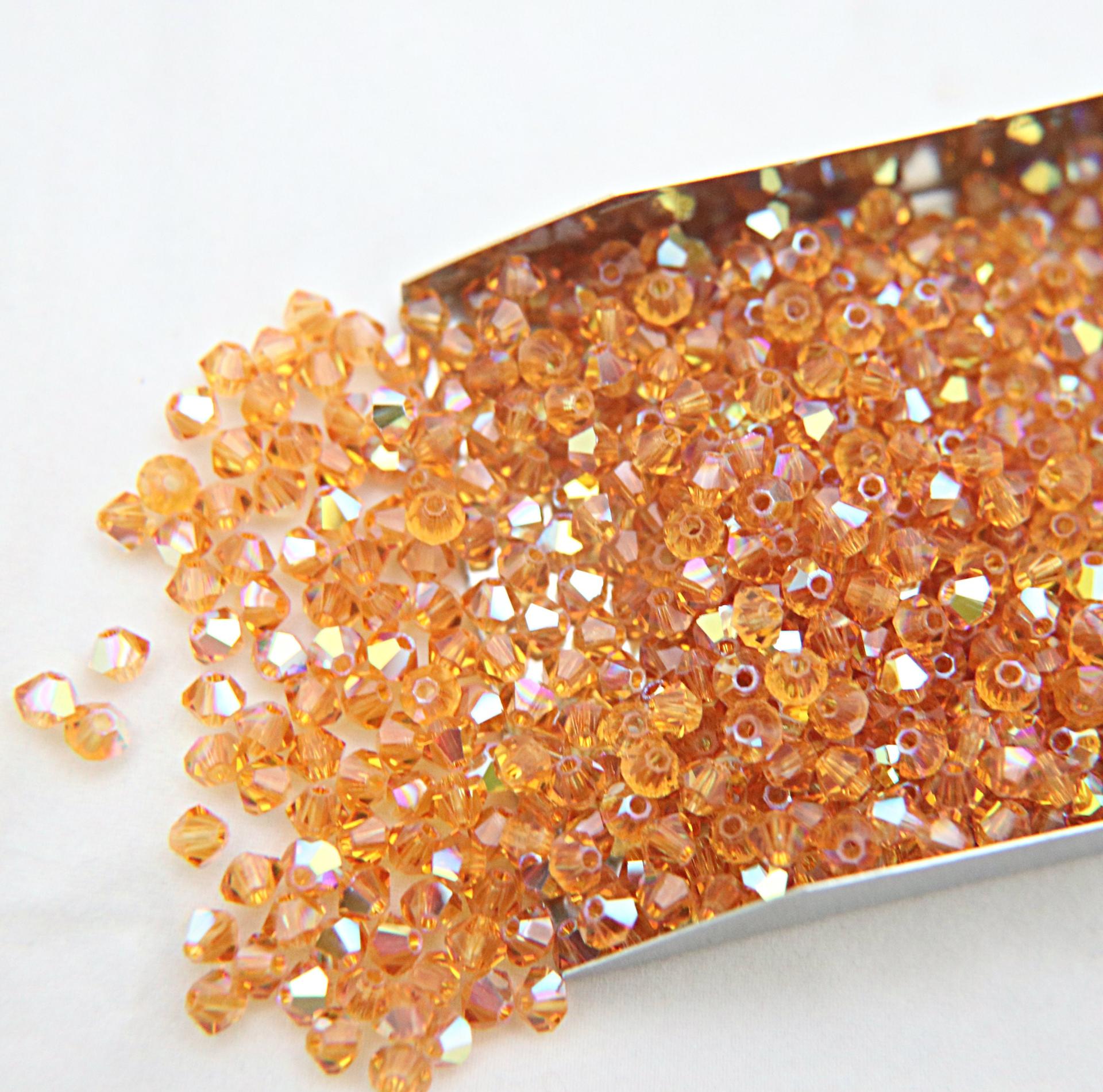 4mm Swarovski Topaz AB Bicones beads 36/72/144/432/720 Pieces (203) jewelry making, rare findings, embroidery couture, premium materials