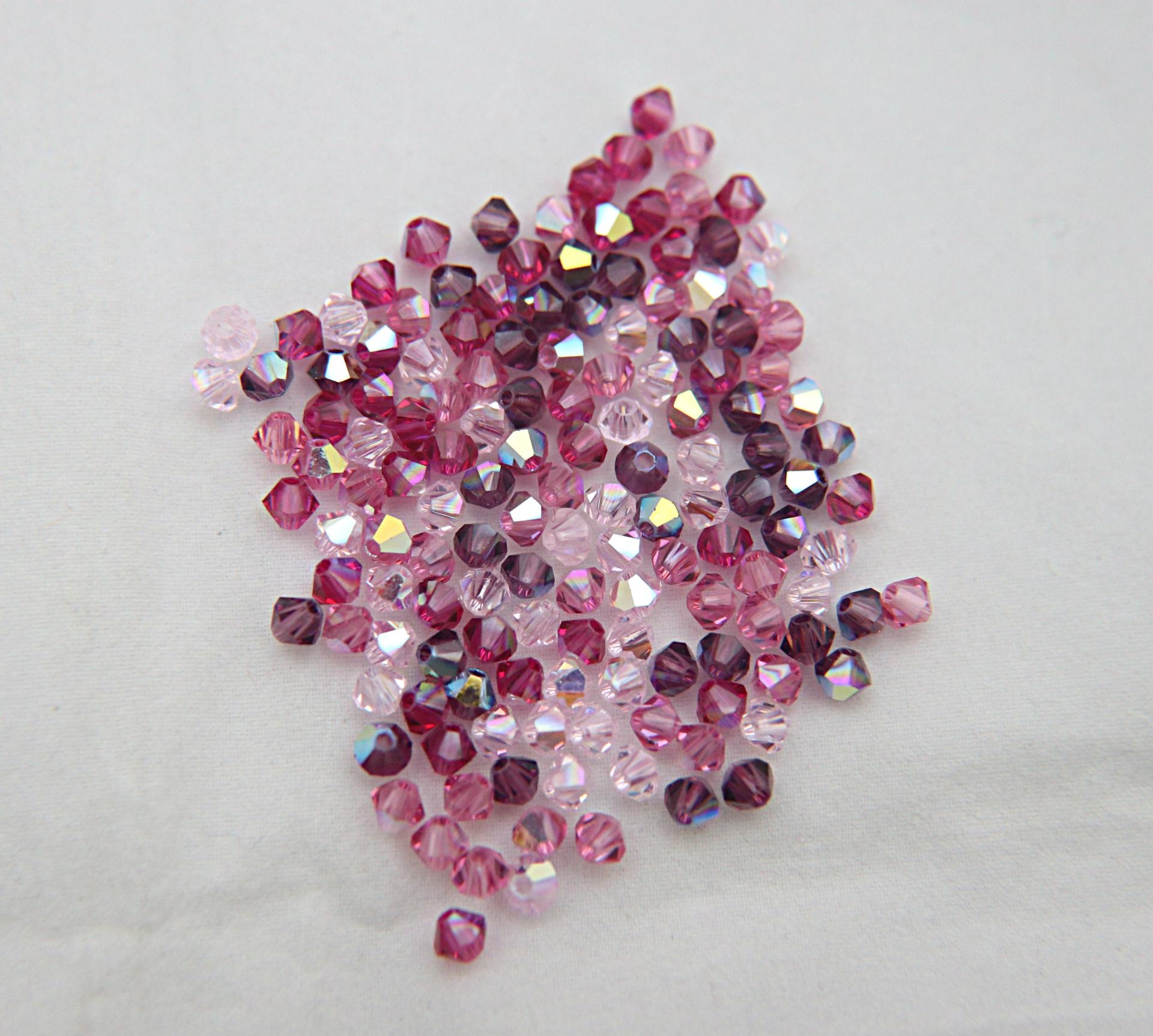 4mm Swarovski Pink Mixes in Aurore Boreale Bicones rainbow beads, 36/72/144/432/720 Pieces jewelry making, jewelry making, embroidery