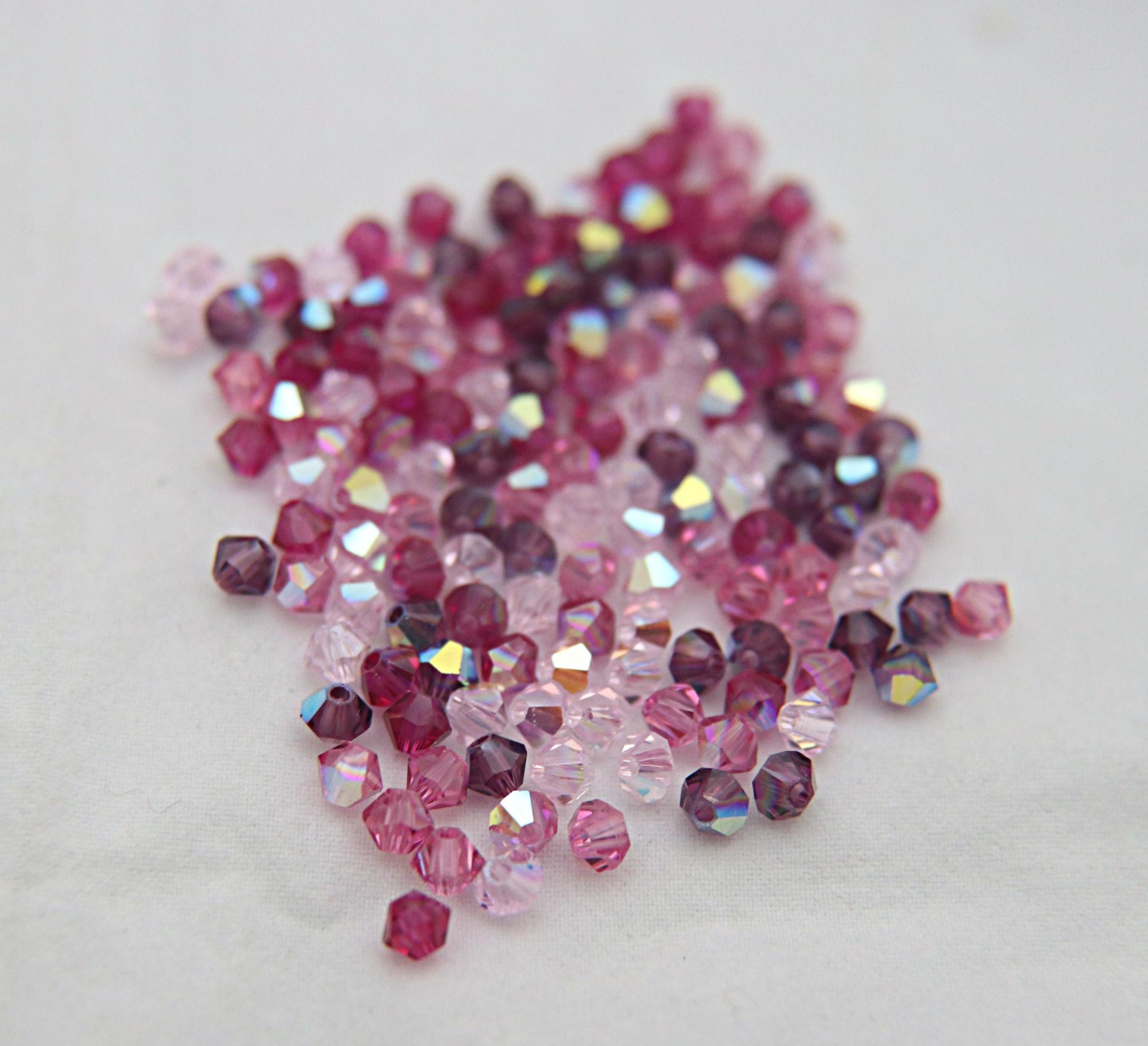4mm Swarovski Pink Mixes in Aurore Boreale Bicones rainbow beads, 36/72/144/432/720 Pieces jewelry making, jewelry making, embroidery