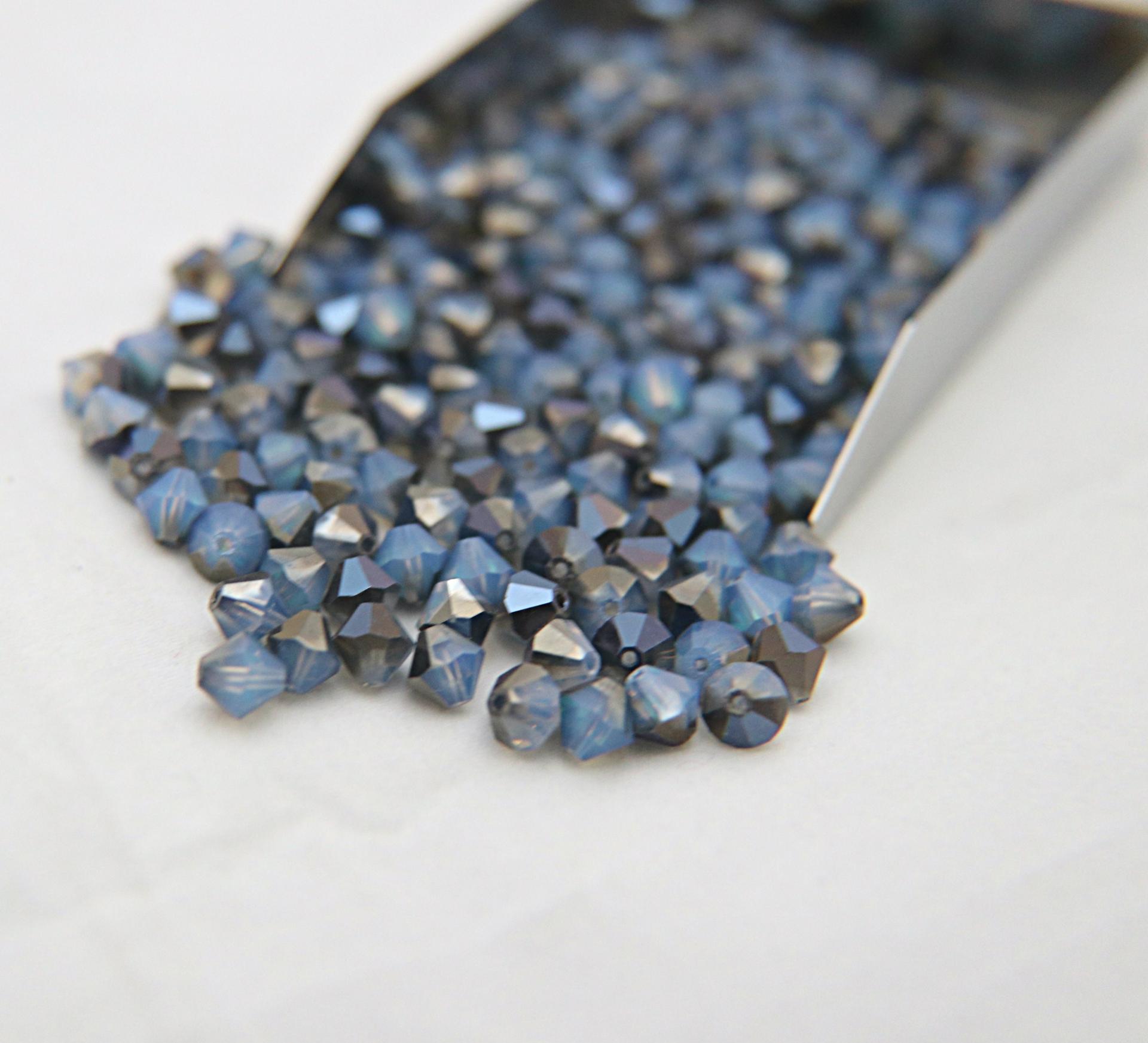 4/6mm White Opal Sky Blue Swarovski Bicone Cuts 20 Gross (2880 Pieces) Rare findings, jewelry making, craft supplies, embellishment