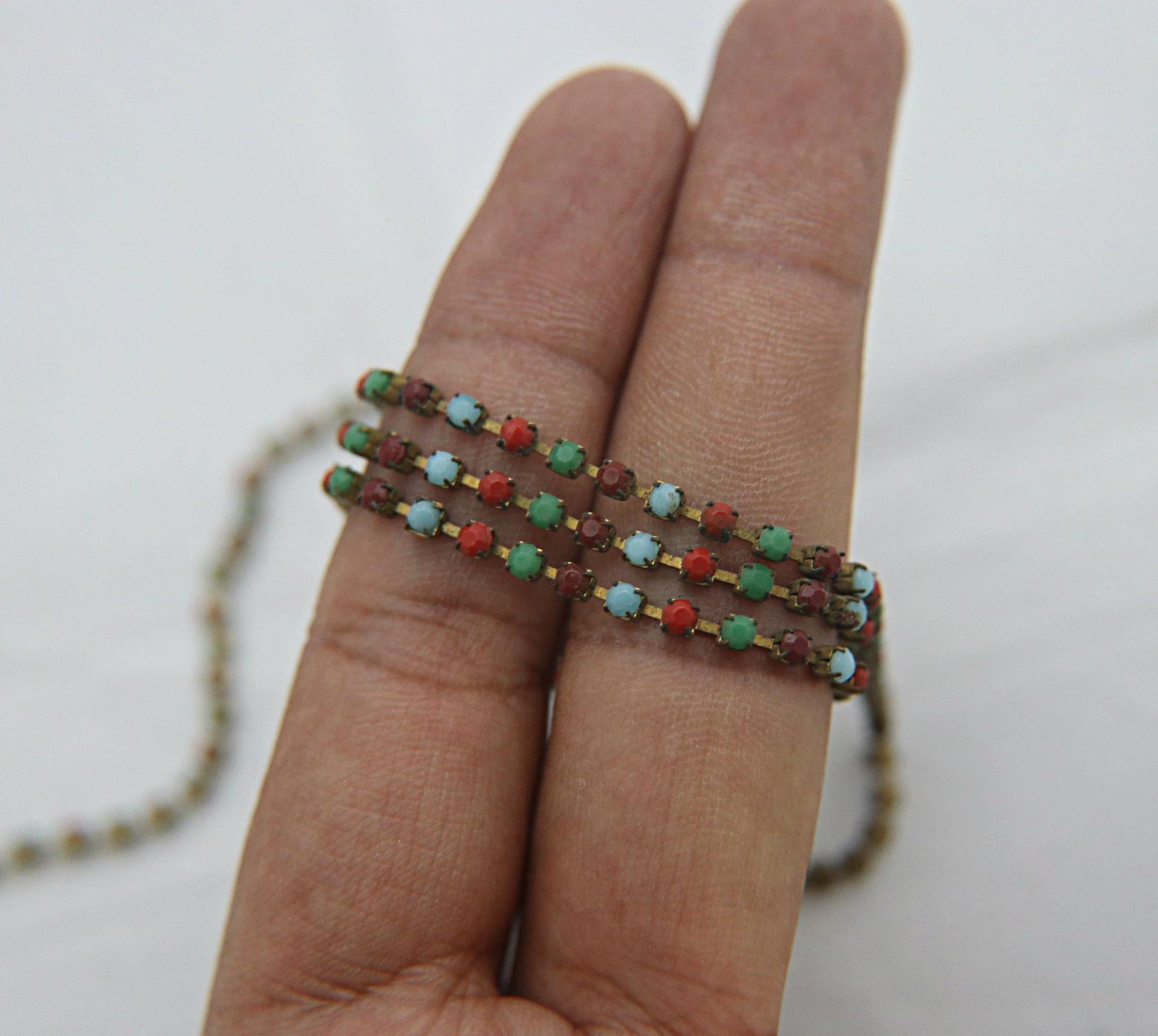 8 SS Rhinestone Chain Vintage Glass Pressed Chatons in opaque Multi Colored 2.5 mm 1/2/5/15 Meters boho chic blue, decoration, craft supply