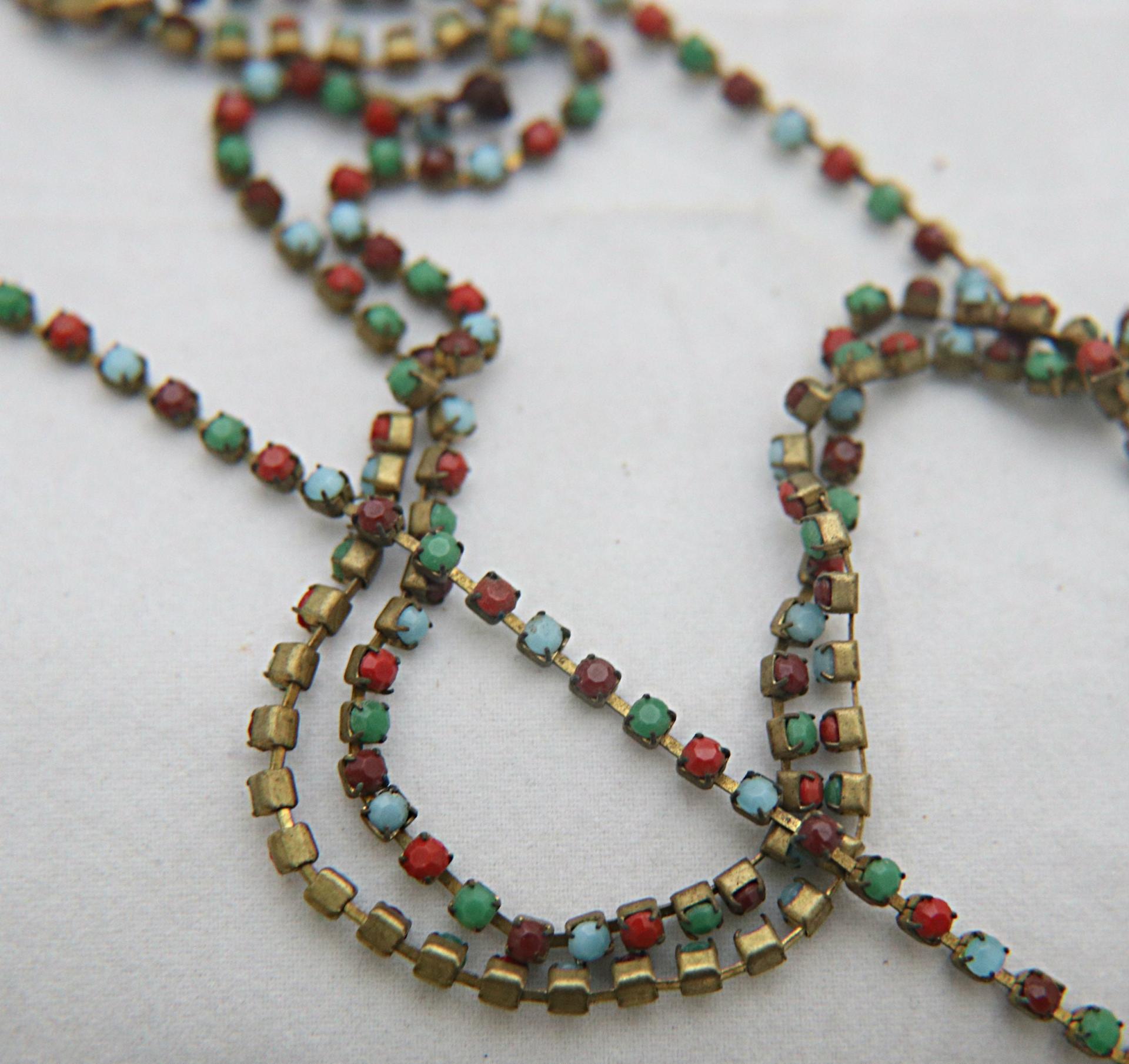 8 SS Rhinestone Chain Vintage Glass Pressed Chatons in opaque Multi Colored 2.5 mm 1/2/5/15 Meters boho chic blue, decoration, craft supply