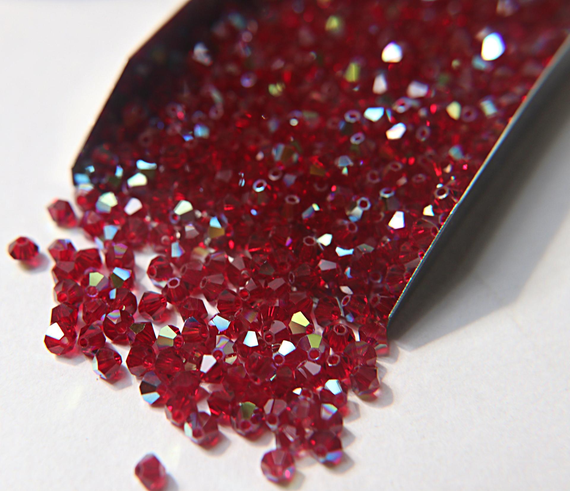 3/4mm Swarovski Siam AB Bicones beads 36/72/144/432/720 Pieces rainbow beads, jewelry making, couture embellishments, embroidery