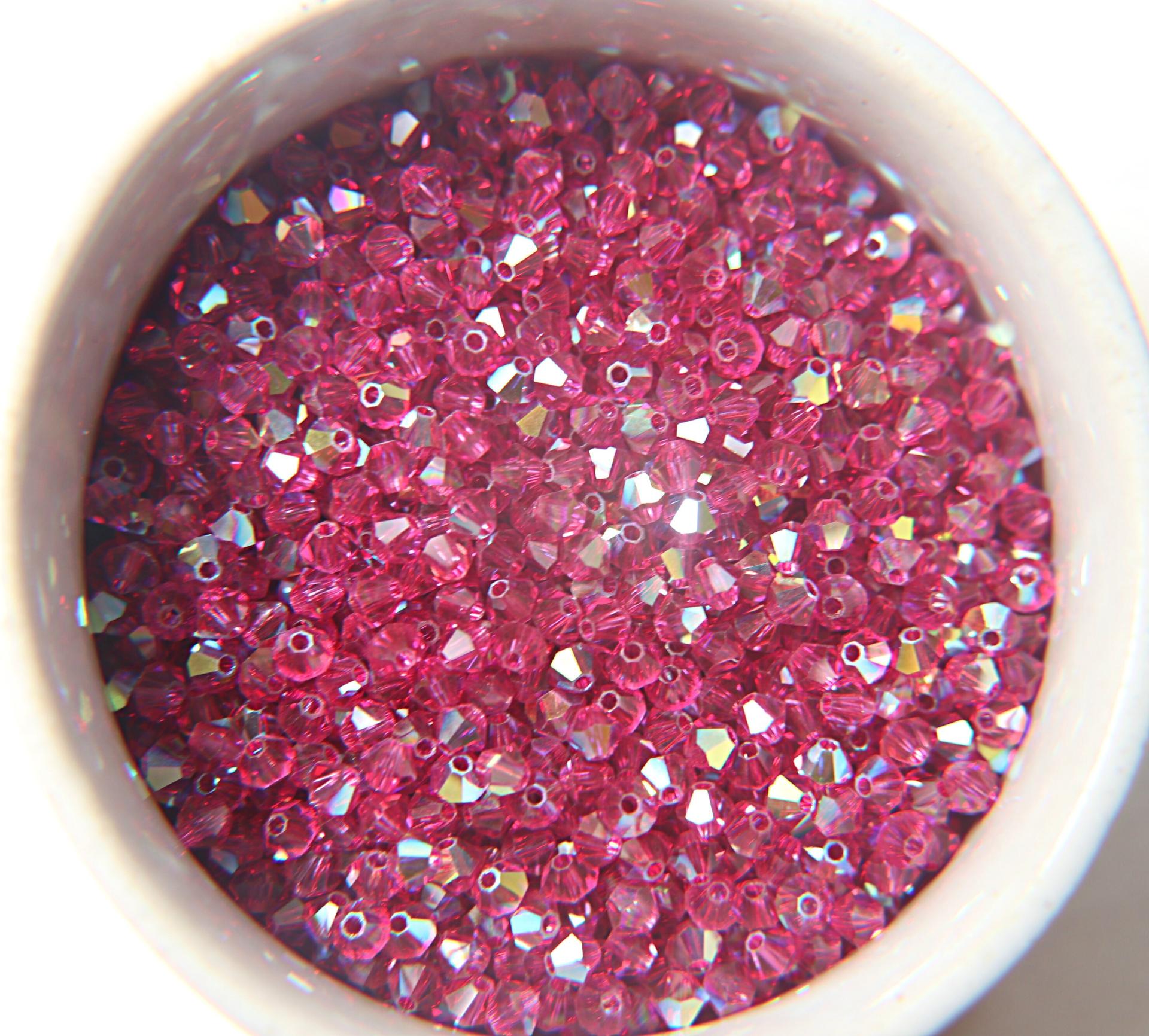 4mm Swarovski Fuchsia AB Bicones rainbow beads 36/72/144/432/720 Pieces rainbow beads, jewelry making, couture embellishments, embroidery