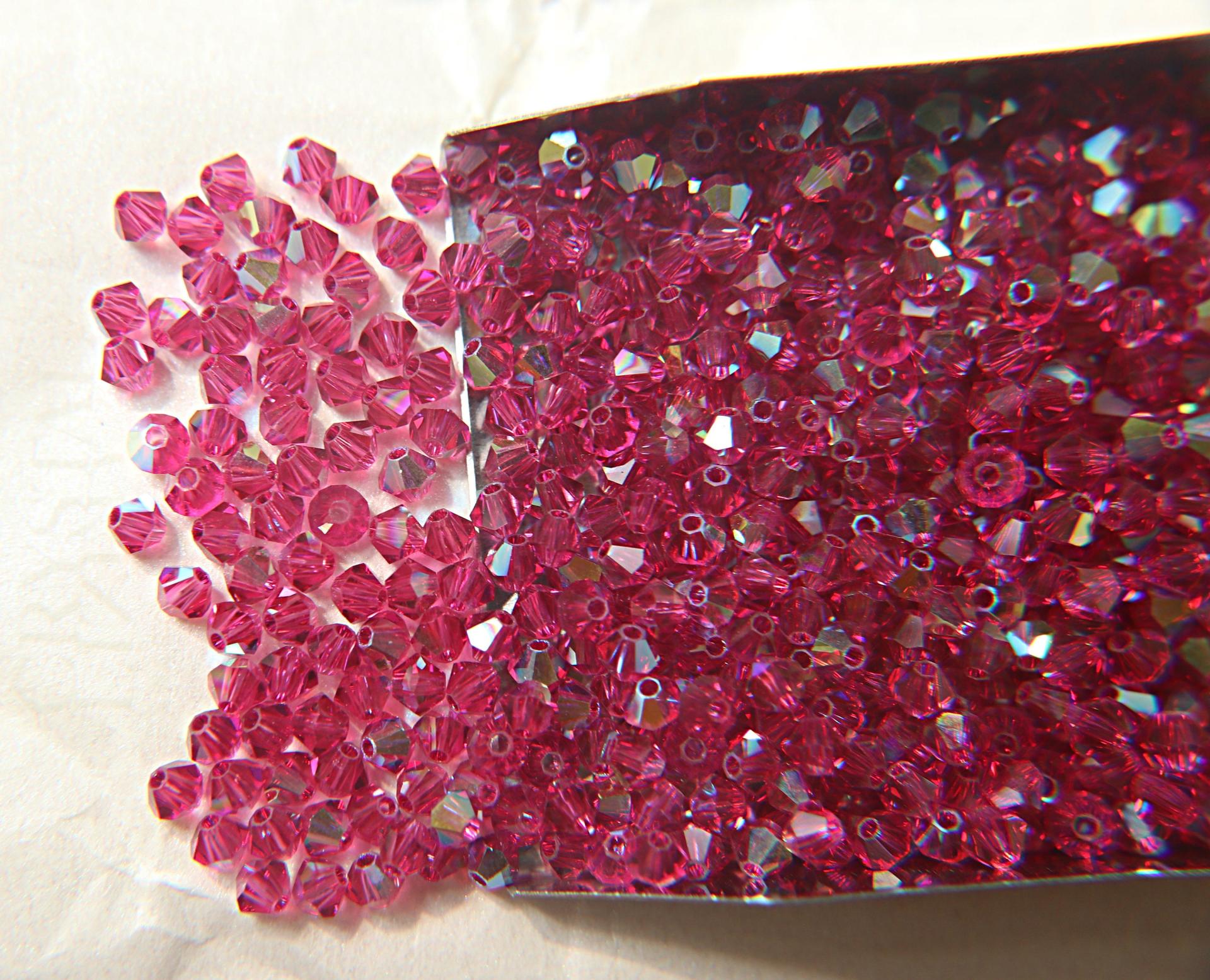 4mm Swarovski Fuchsia AB Bicones rainbow beads 36/72/144/432/720 Pieces rainbow beads, jewelry making, couture embellishments, embroidery